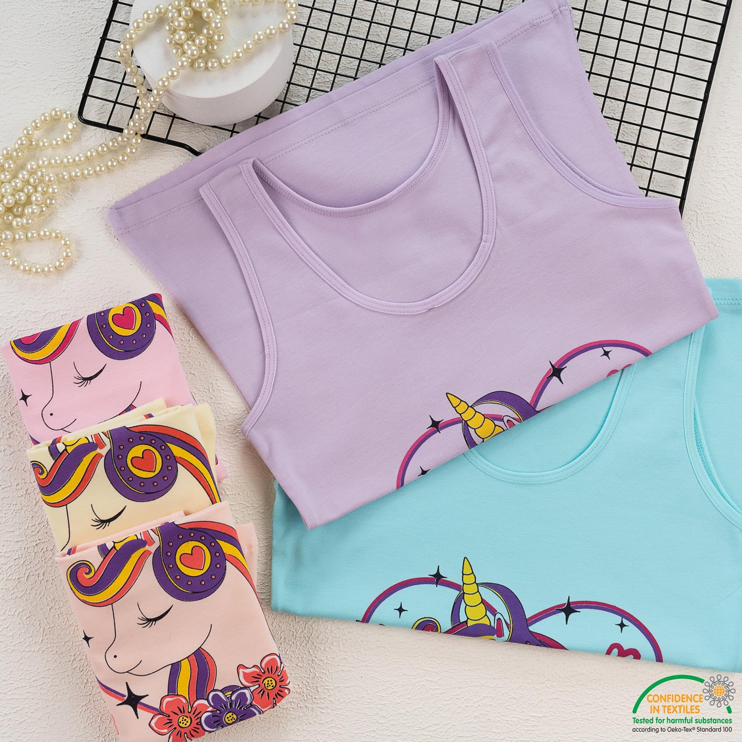 LOREZA ® 5 girls' cotton undershirts tank tops - sizes 92-170