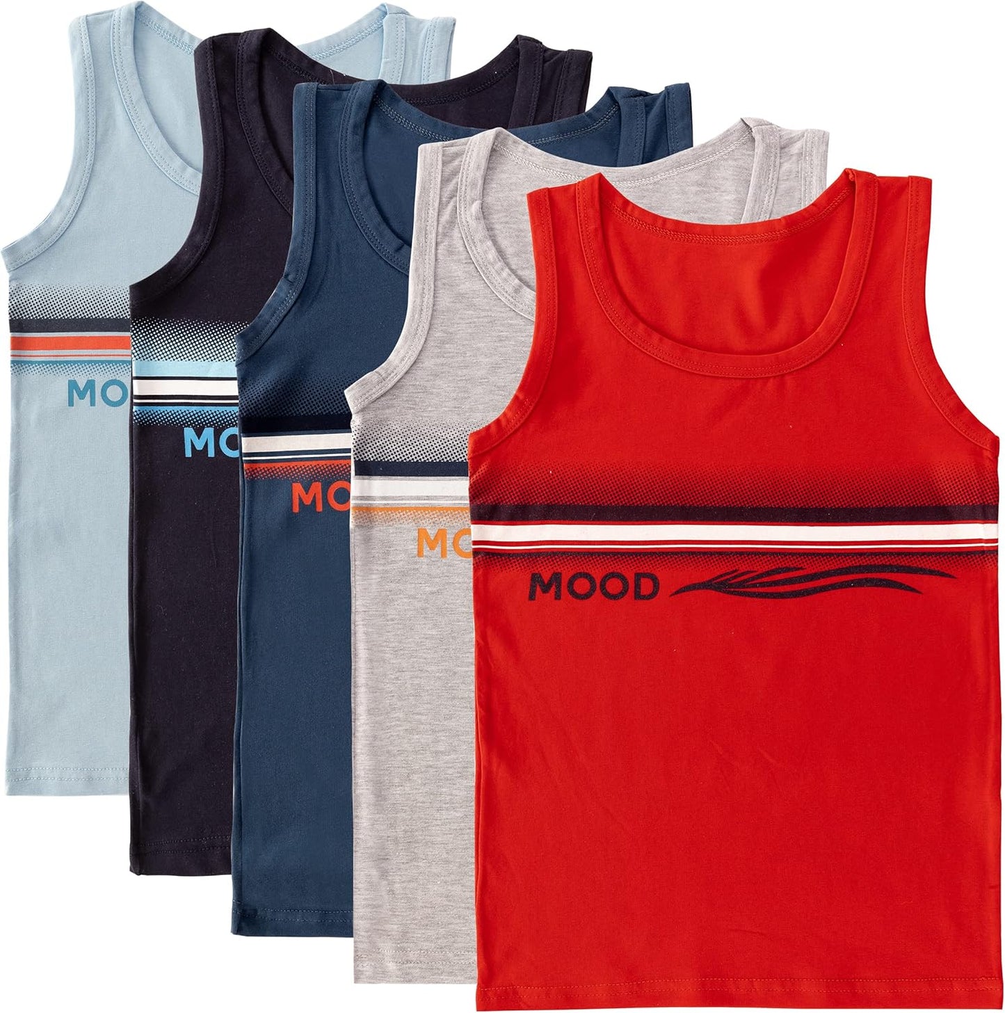 LOREZA ® 5 Pack Jungen Unterhemden aus Baumwolle Tank Top Unterwäsche Knaben