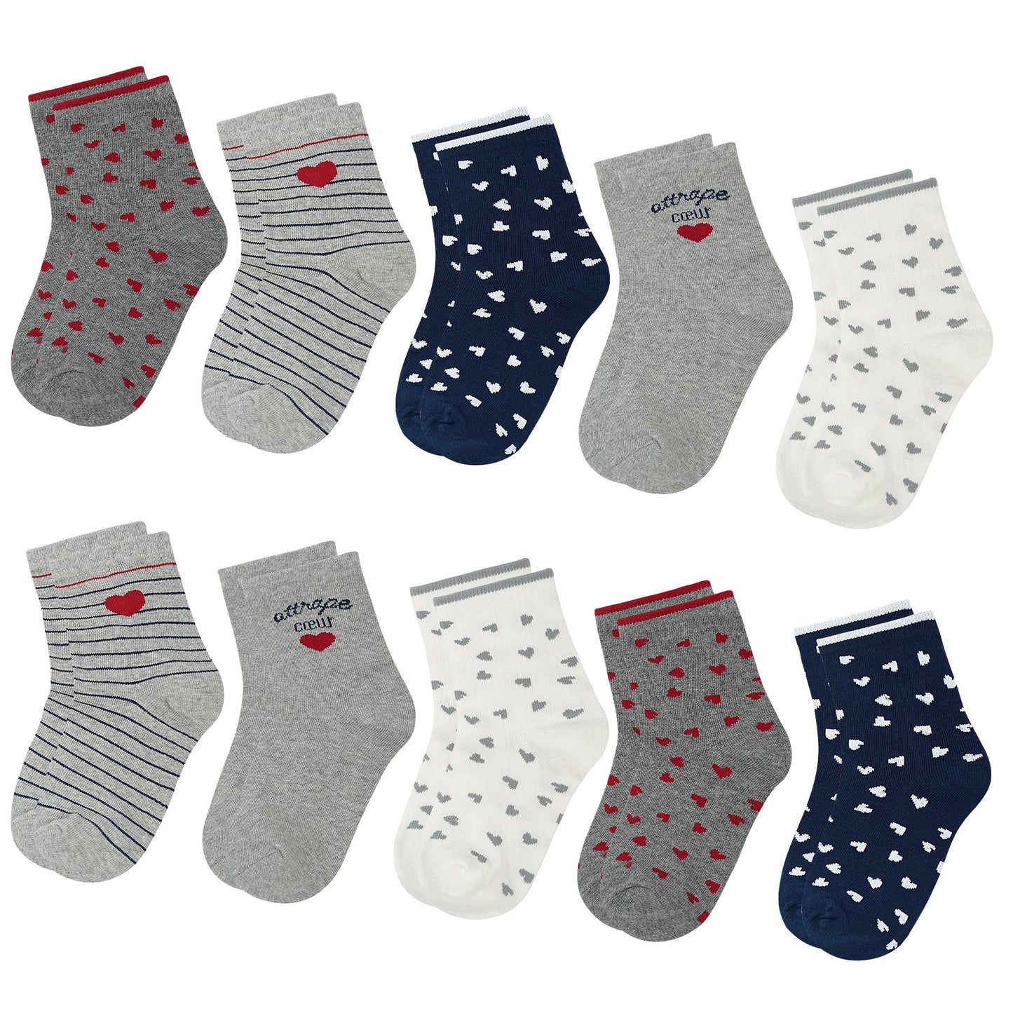 L&K-II 10/12 Paar Kinder Mädchen Socken aus Baumwolle Kleinkind niedliche Muster Kids Sneakersocken bunt 2808VA