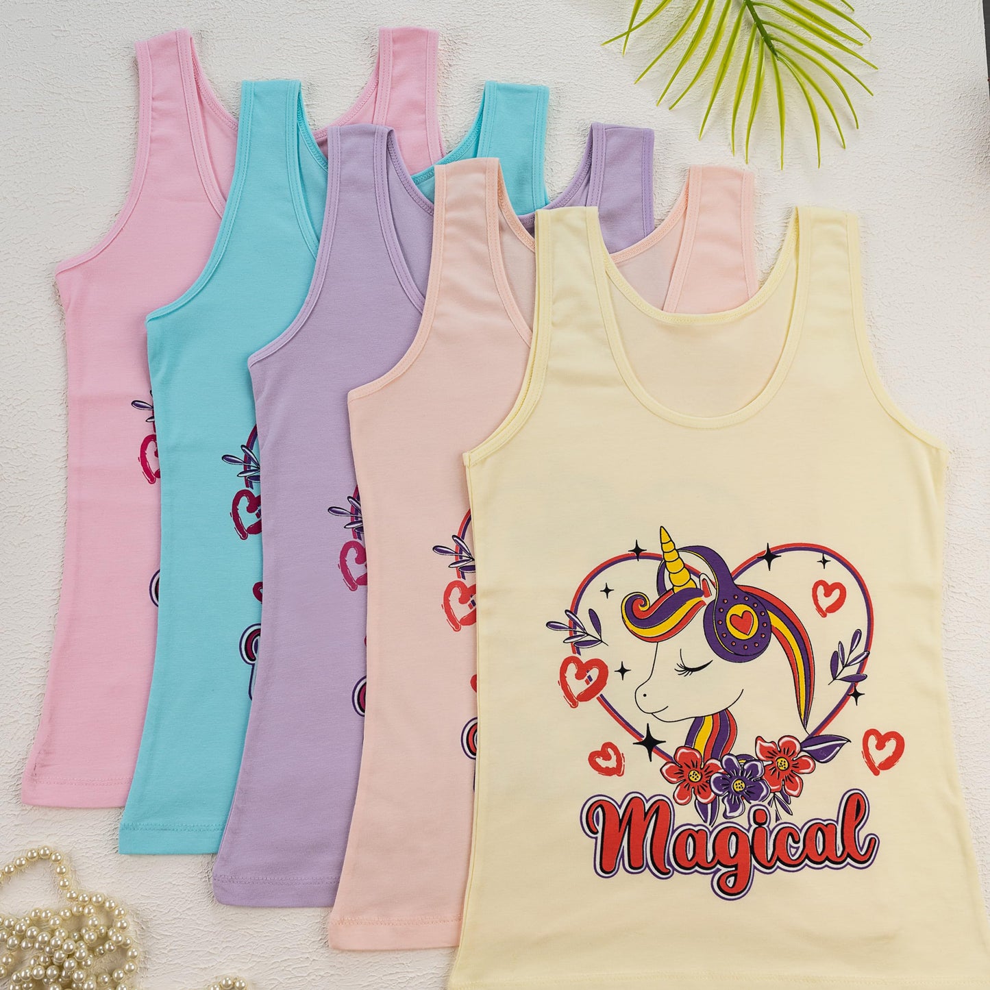 LOREZA ® 5 girls' cotton undershirts tank tops - sizes 92-170