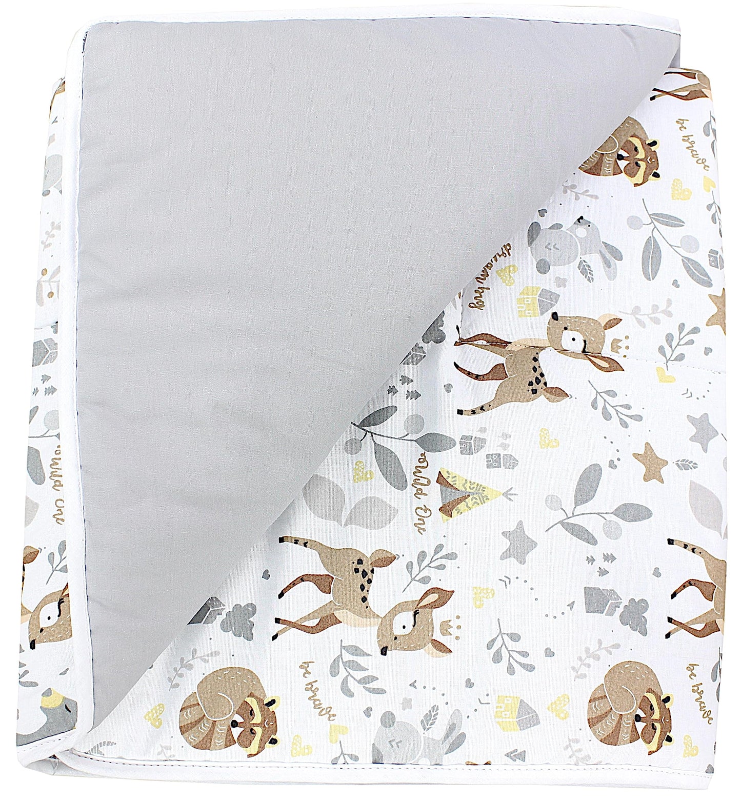 TupTam Krabbeldecke für Baby 120x120 cm - Gepolsterte Spieldecke Baby Baumwolle, XXL, OEKO-TEX, Weich & Hautfreundlich, Farbe: Wald/Beige - Meloni2
