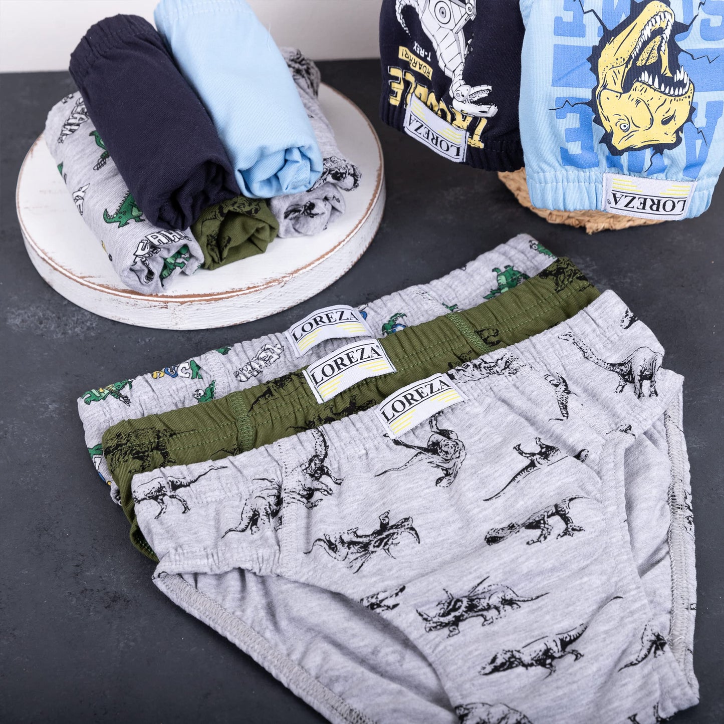 LOREZA ® 10 Pack Jungen Slips aus Baumwolle Unterhosen Größe 92-158