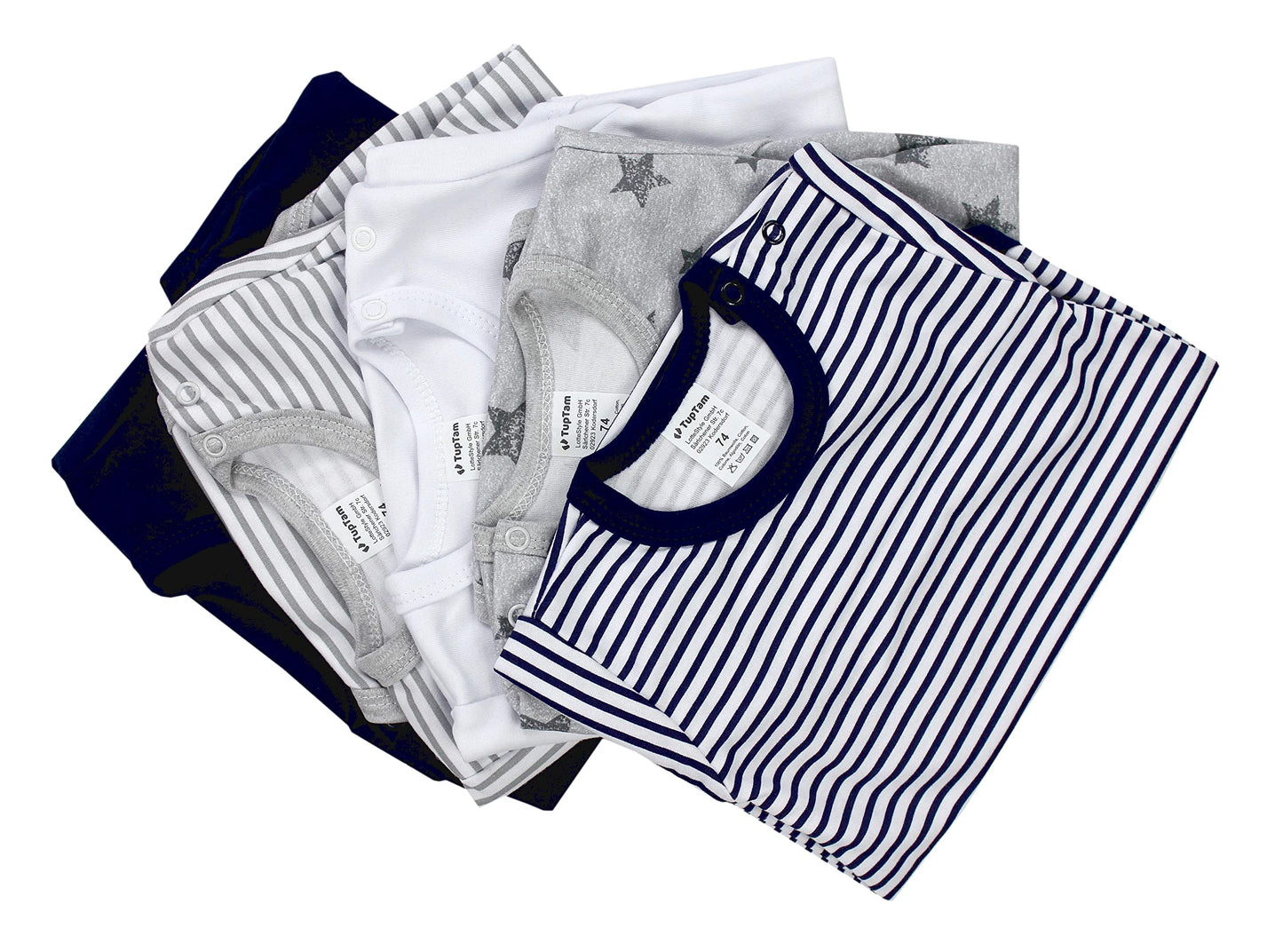 TupTam Baby Body Langarm – Weicher Body Baby 5er Pack aus Baumwolle, Unifarben, OEKO-TEX Zertifiziert