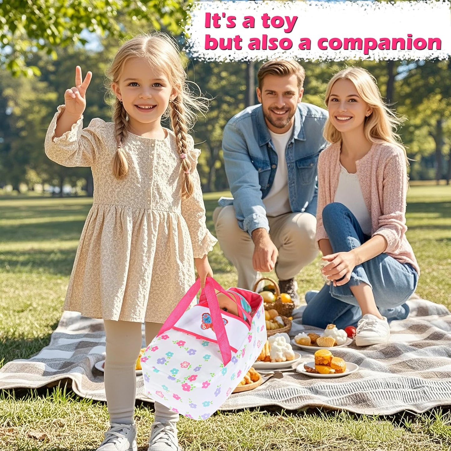 30 cm / 12 inch baby doll with outfits, feeding, nipple, rabbit toy and a hand cradle (including doll)