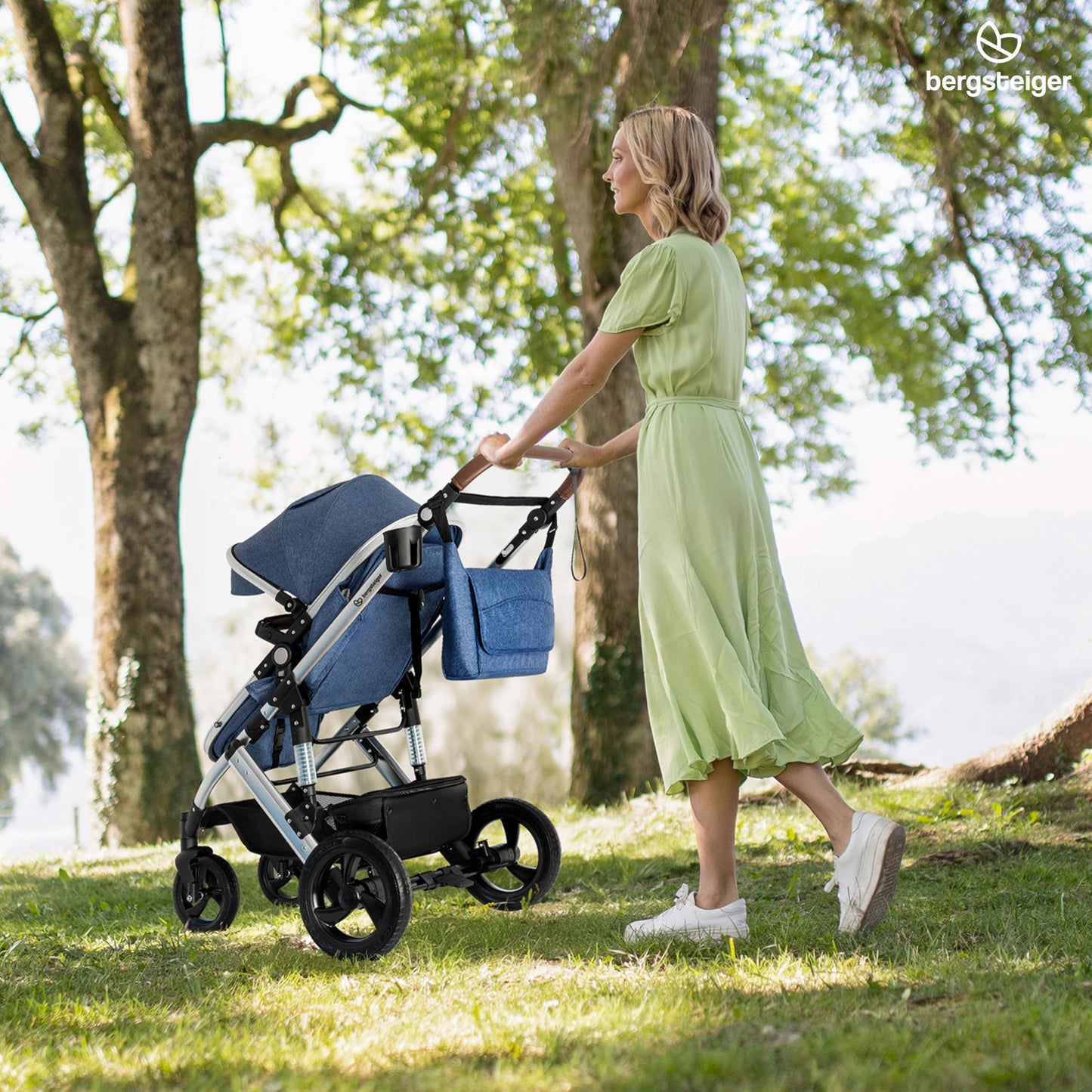 Bergsteiger Nizza 3 in 1 Kinderwagen, Kombikinderwagen Komplettset, Auto-Babyschale & Isofix Station, Babywanne & Buggy Sportsitz inklusive