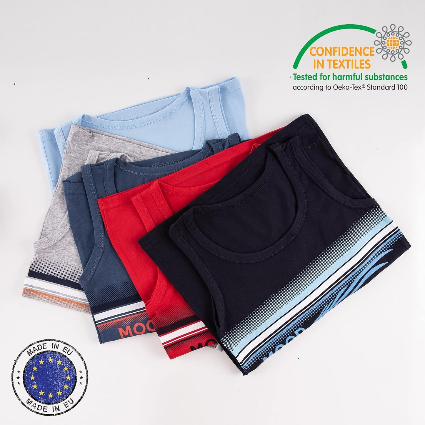 LOREZA ® 5 Pack Jungen Unterhemden aus Baumwolle Tank Top Unterwäsche Knaben