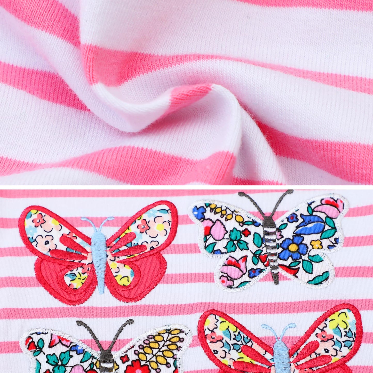 FILOWA Kleider für Mädchen Kinder Einhorn Blumen Stickerei Herz Druck Tier Sommerkleid Cartoon Kinderkleider Embroider Baumwolle Mädchenkleid Lange/Ärmellos Lässige Geburtstag Kinderkleidung,Gr.92-128