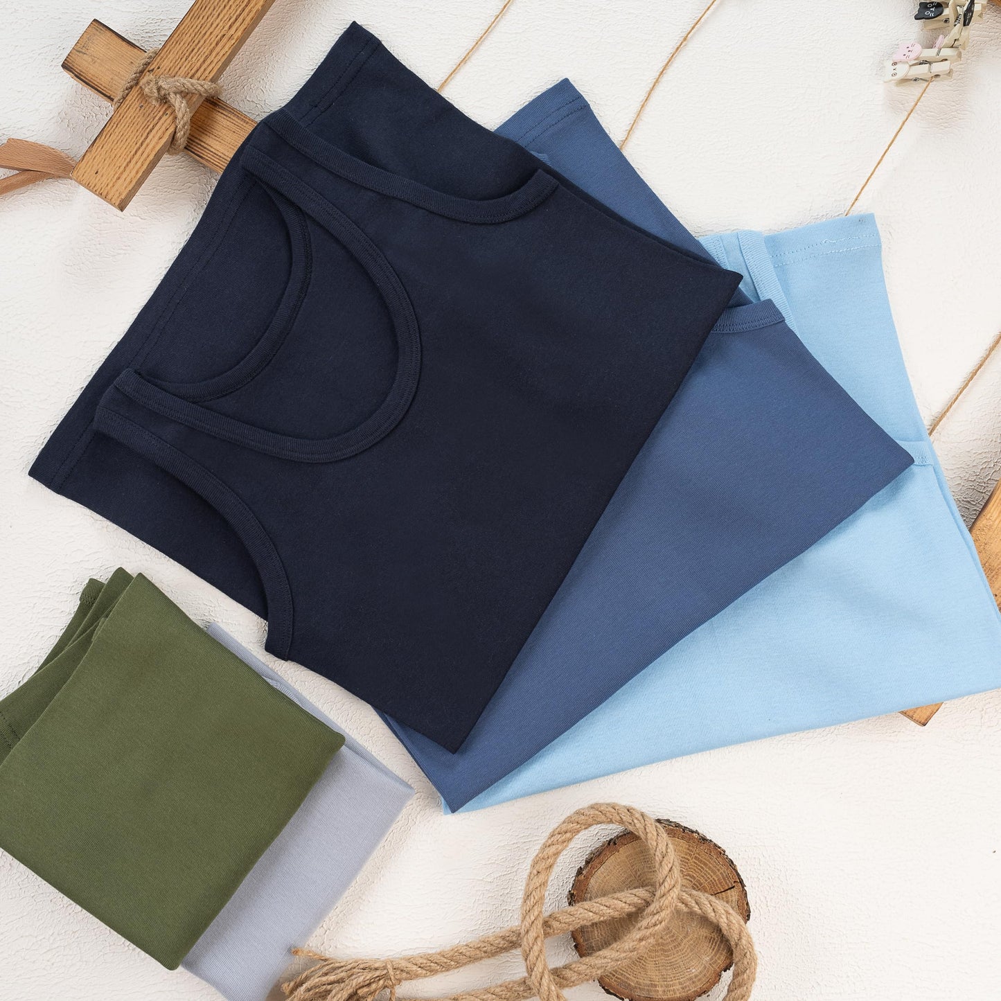 LOREZA ® 5 Pack Jungen Unterhemden Feinripp 100% Baumwolle ohne Seitennaht Tank Top