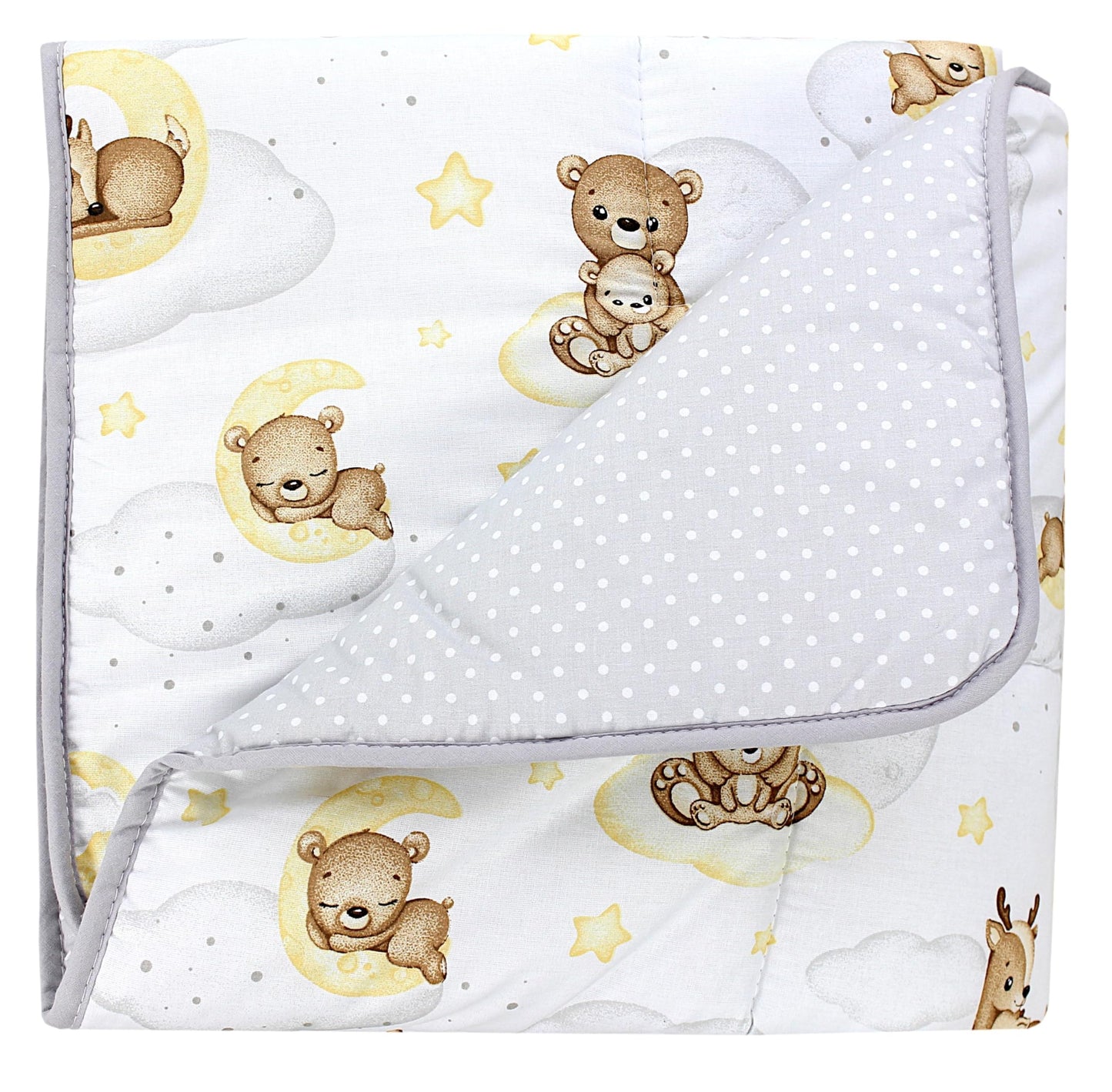 TupTam Krabbeldecke für Baby 120x120 cm - Gepolsterte Spieldecke Baby Baumwolle, XXL, OEKO-TEX, Weich & Hautfreundlich, Farbe: Wald/Beige - Meloni2