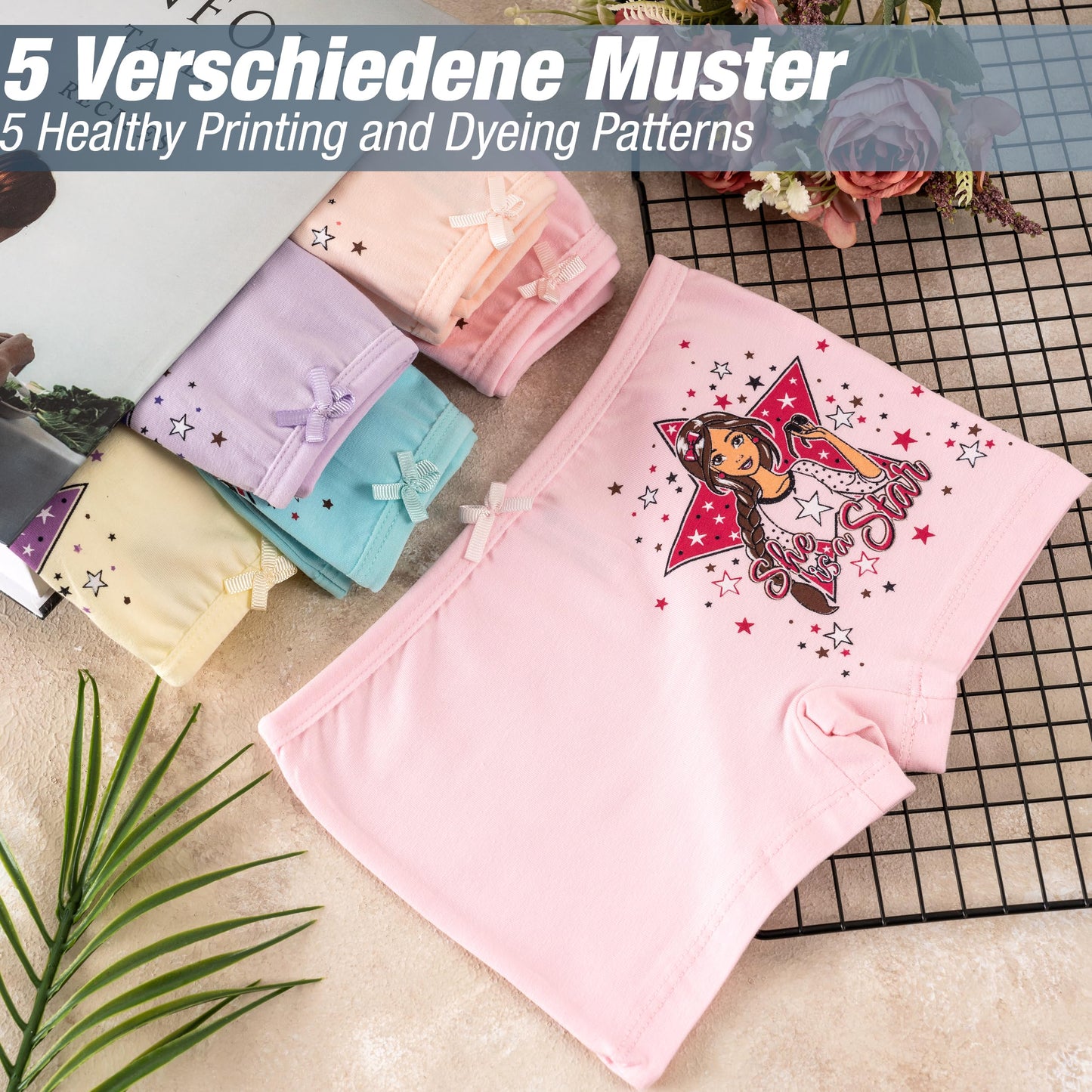 LOREZA ® 10er Pack Mädchen Pantys Boxershorts Unterwäsche aus Baumwolle - Gr. 92-170