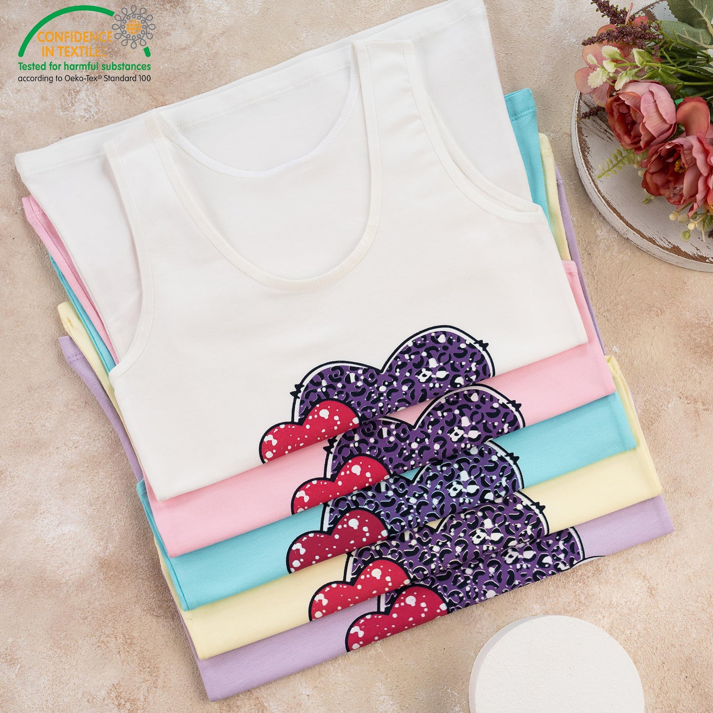 LOREZA ® 5 girls' cotton undershirts tank tops - sizes 92-170