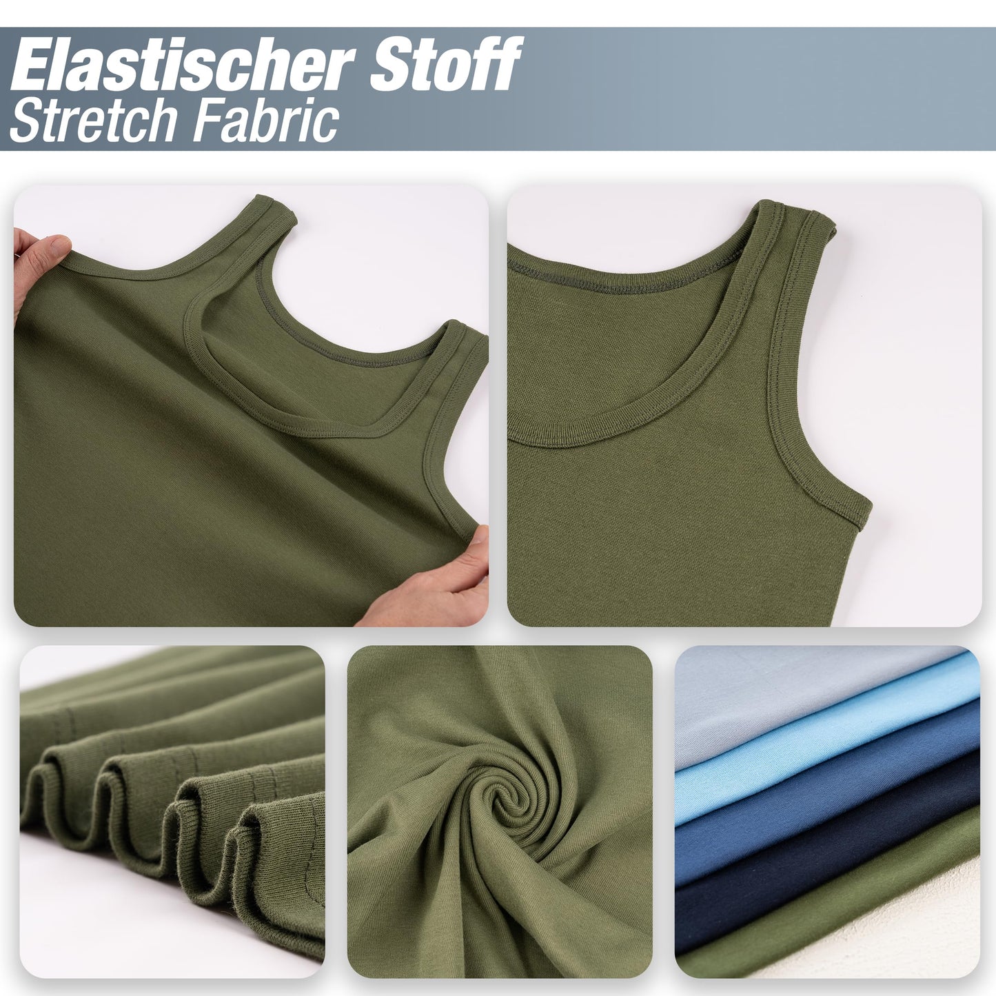 LOREZA ® 5 Pack Jungen Unterhemden Feinripp 100% Baumwolle ohne Seitennaht Tank Top