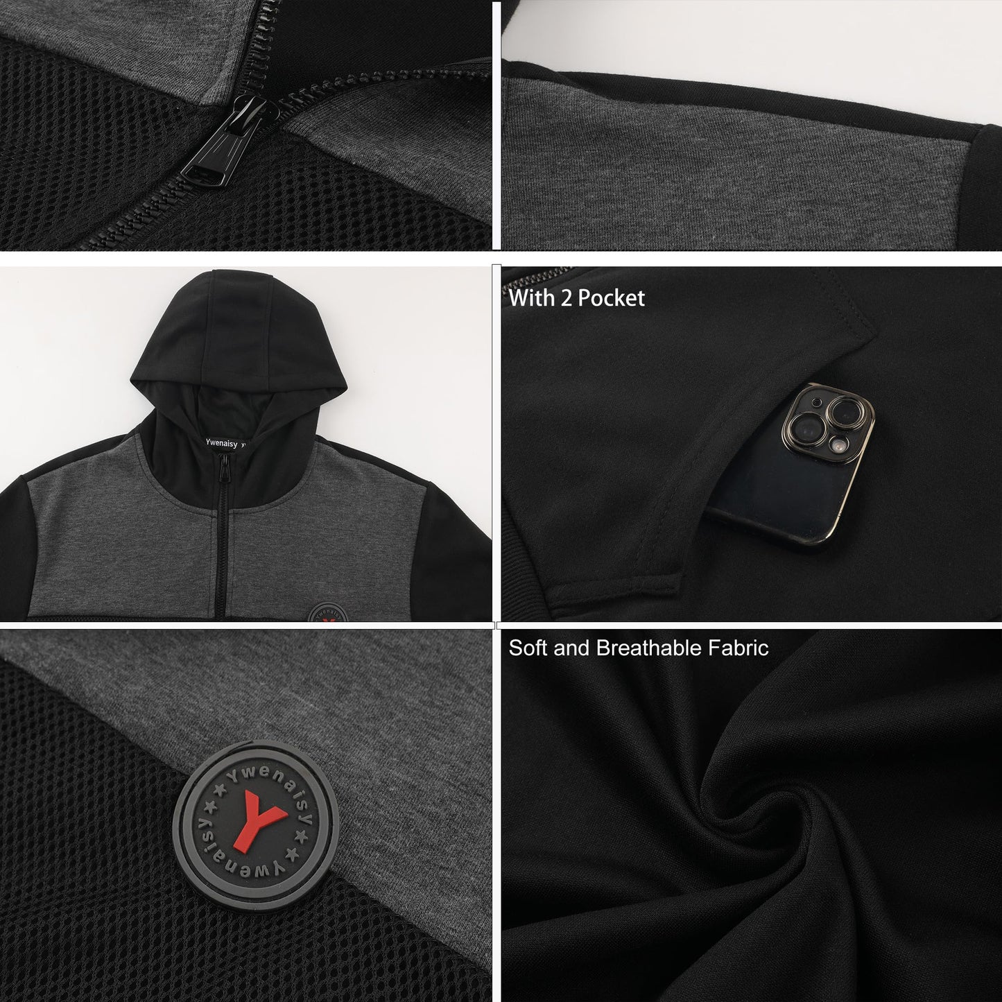 Ywenaisy Sweatjacke Jungen Zip Jacke Jungen Pullover Jungen mit Kapuze Zip Hoodie Kinder Jungen Sweatshirts Kapuzenpullover für Jungen Streetwear Hoodie Jungen für Jahre 8-16 und Höhe 116-170 cm