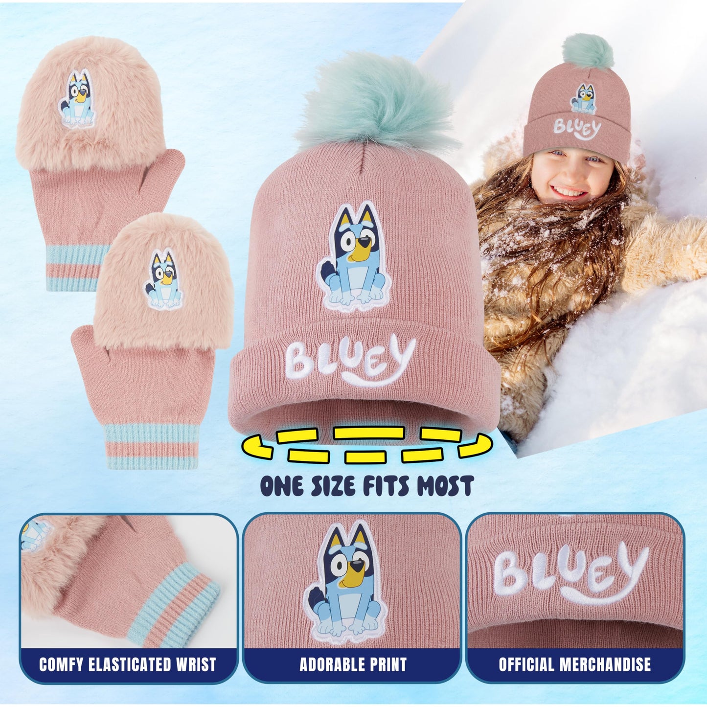 BlueY Girls' Winter Hat, Scarf and Glove Set - Children's Gifts