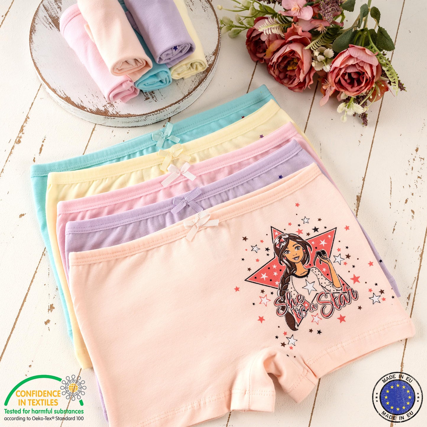 LOREZA ® 10er Pack Mädchen Pantys Boxershorts Unterwäsche aus Baumwolle - Gr. 92-170