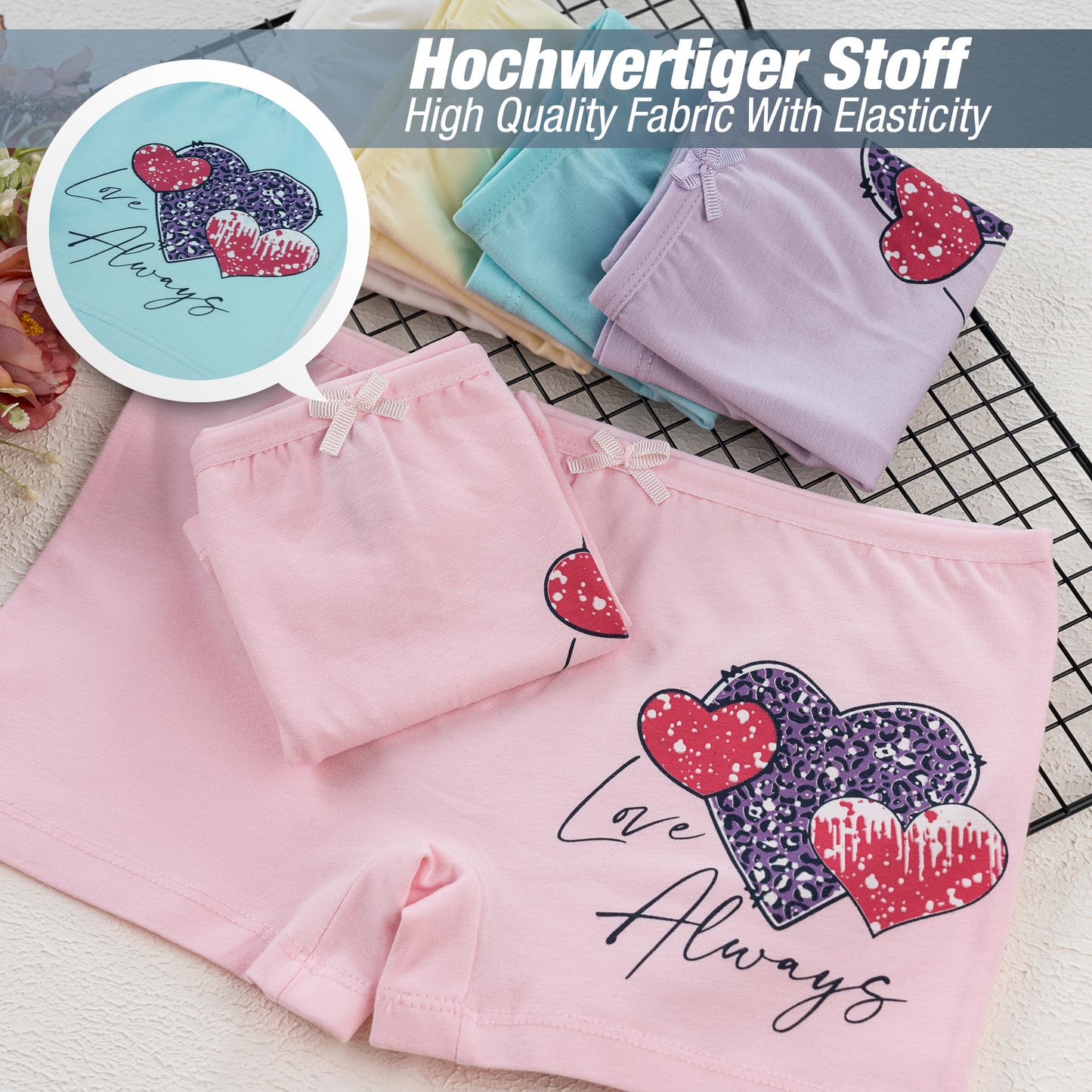 LOREZA ® 10er Pack Mädchen Pantys Boxershorts Unterwäsche aus Baumwolle - Gr. 92-170