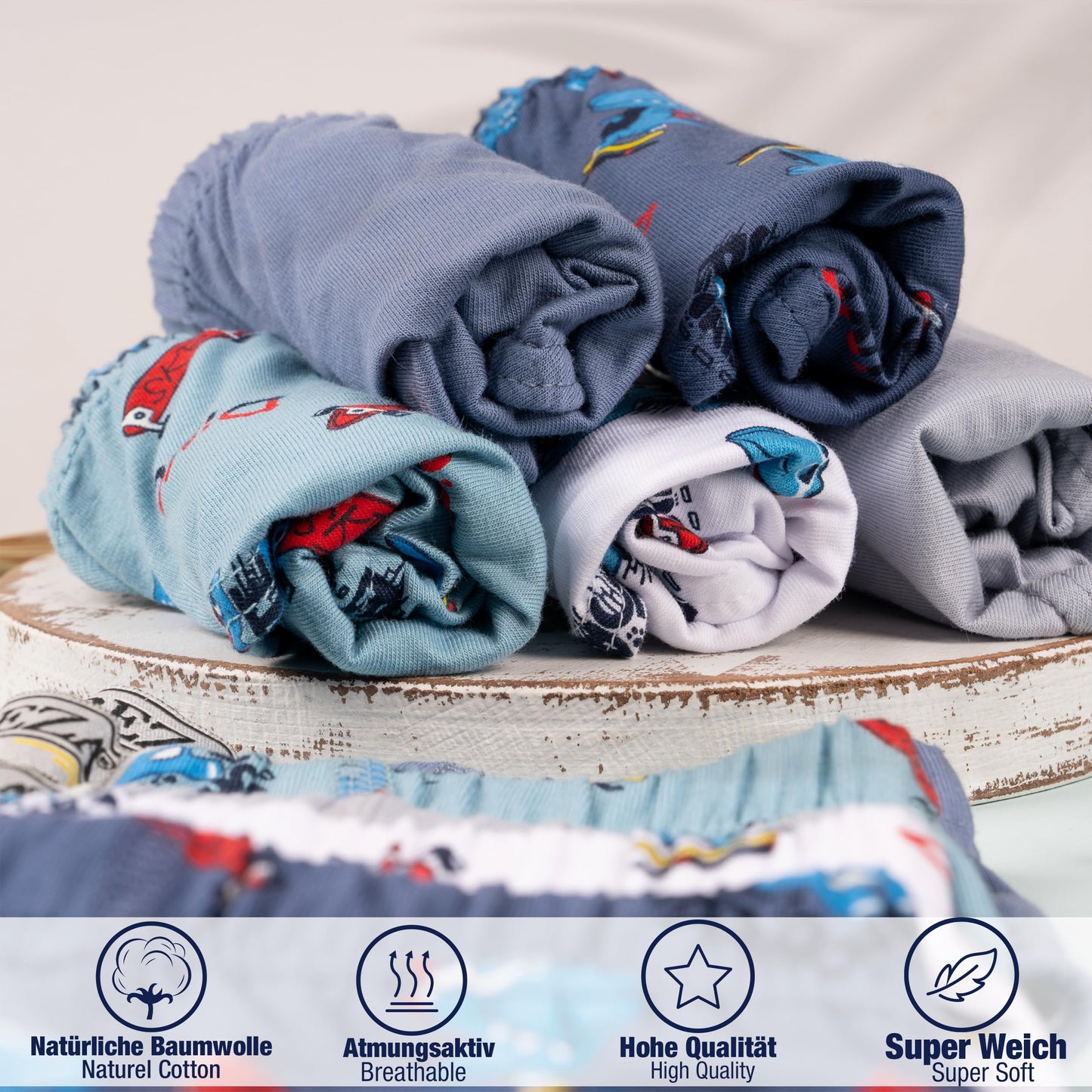 LOREZA ® 10 Pack Jungen Slips aus Baumwolle Unterhosen Größe 92-158