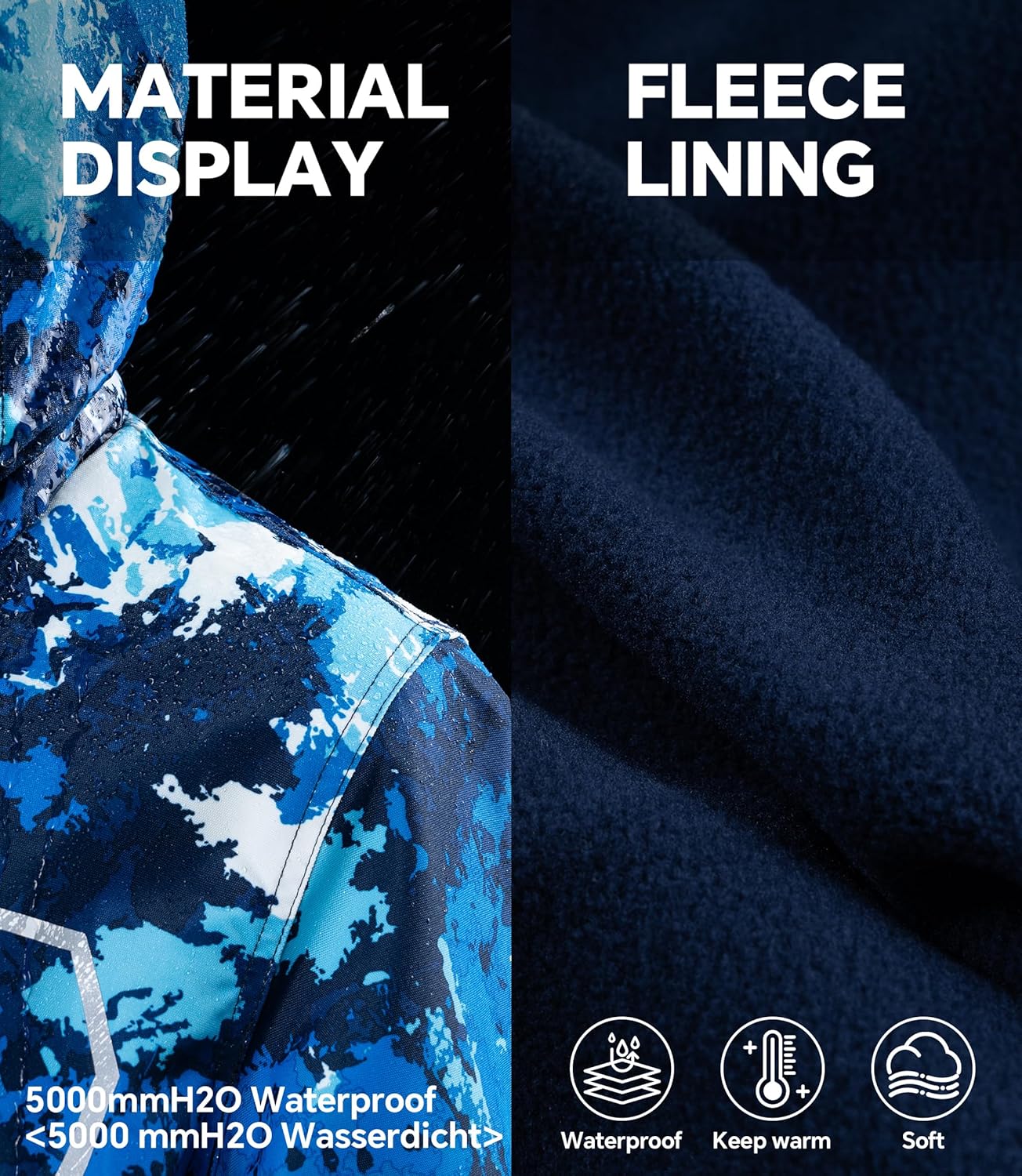 LAUSONS Children's Lined Jacket, Boys' Transition Jackets for Boys, Softshell Jackets with Camouflage Pattern