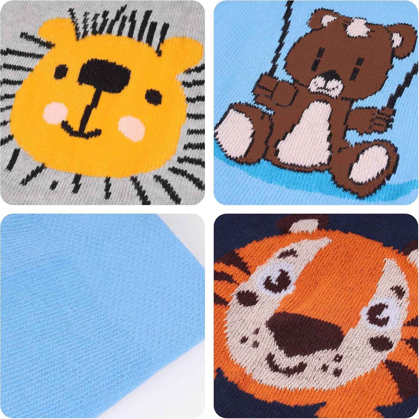 L&K-II Pack of 3 Crawling Tights Baby Girls Boys Tights with ABS Sole Non-Slip Nubs Car Aeroplane Lion Motif 2731