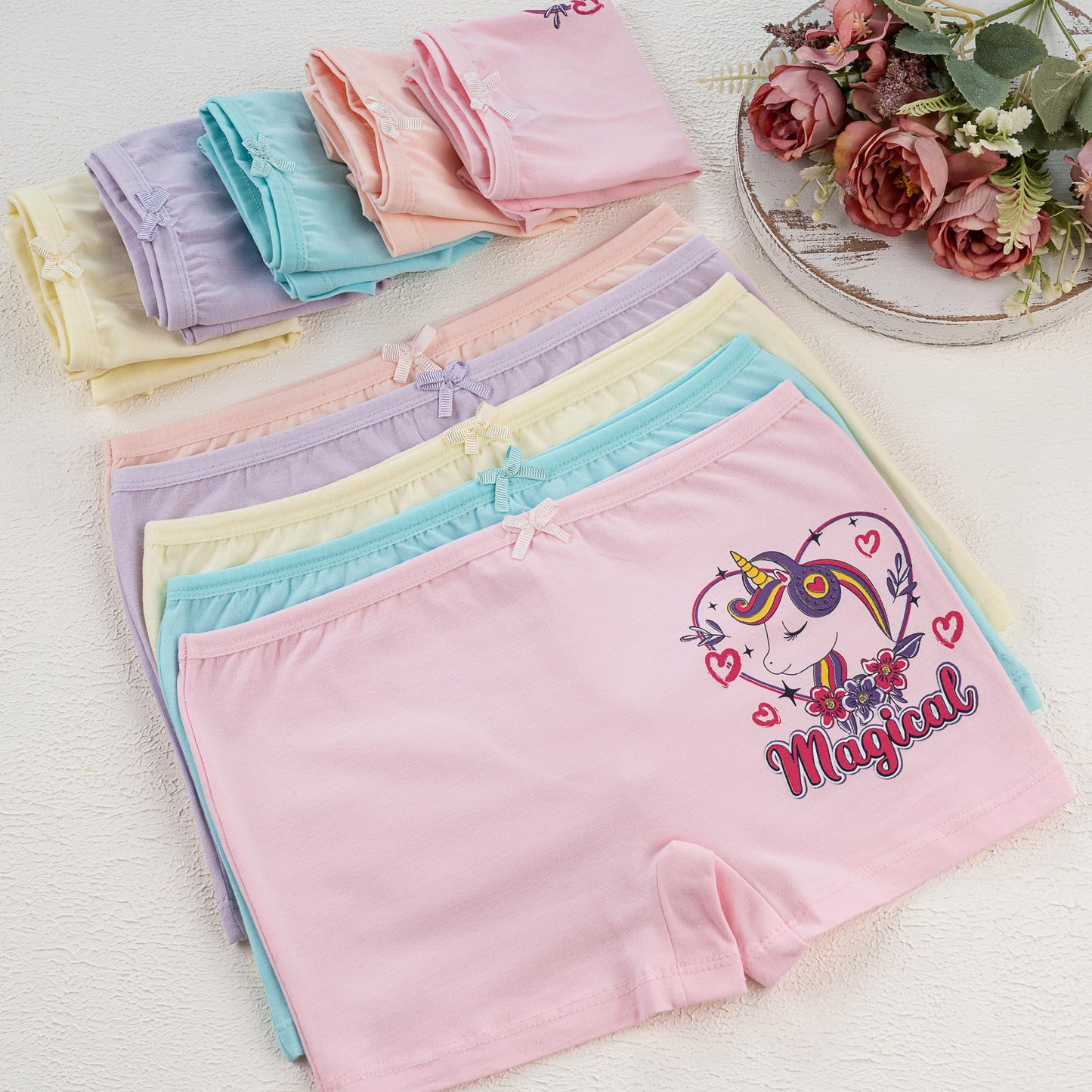 LOREZA ® 10er Pack Mädchen Pantys Boxershorts Unterwäsche aus Baumwolle - Gr. 92-170