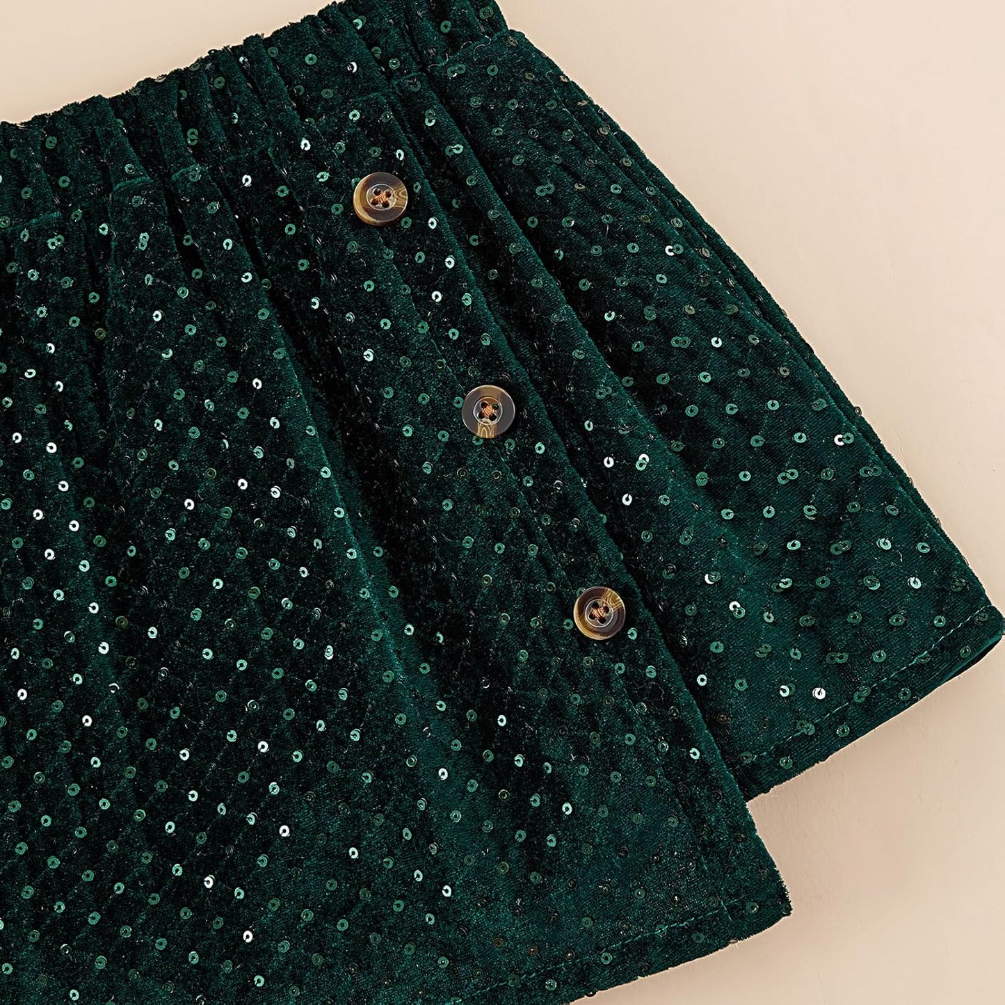 Bkixhv Baby Girls Clothes, Toddler Girls Skirt Set, Autumn Outfits, Long Puff Sleeves, Tops and Sequin Mini Skirt