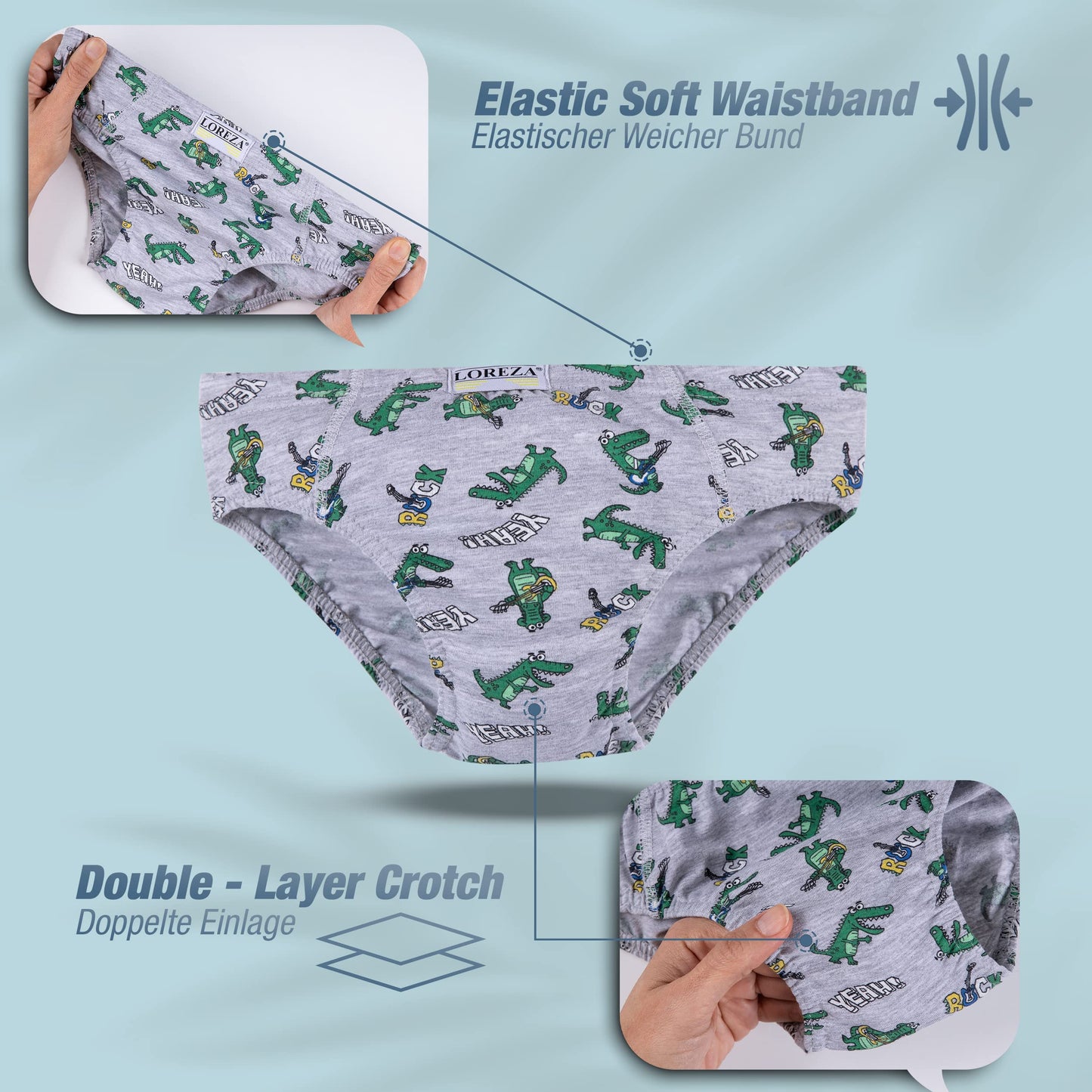 LOREZA ® 10 Pack Jungen Slips aus Baumwolle Unterhosen Größe 92-158
