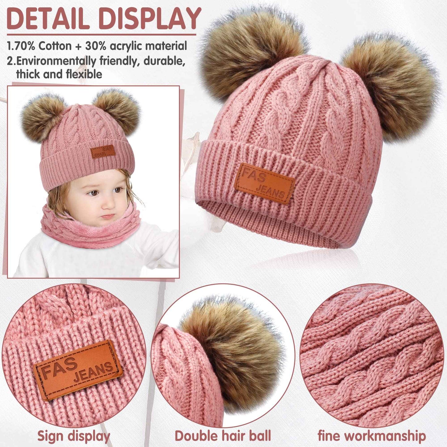 Kinder Wintermütze Schal Handschuhe Set - Strickmütze Beanie Hut für Mädchen Jungen 3-8 Jahre - Warme Winter Bekleidung