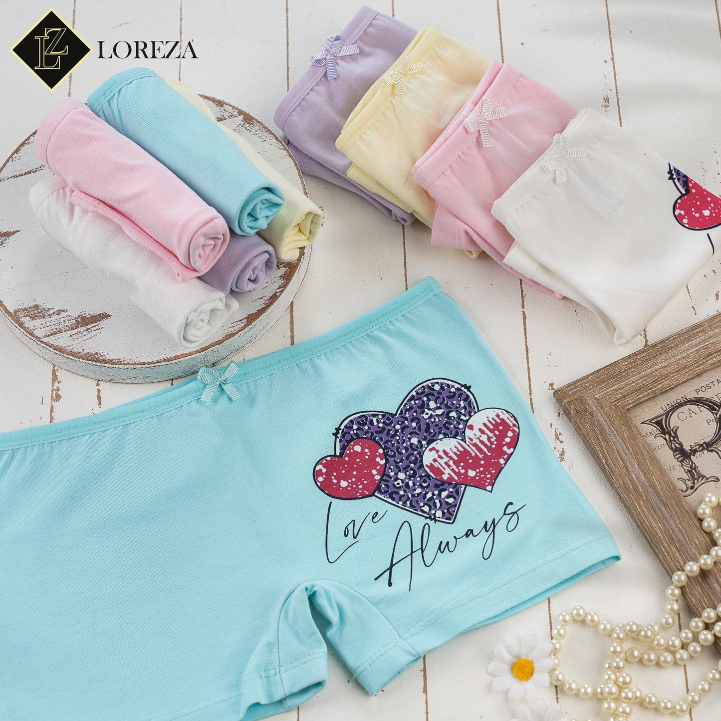 LOREZA ® 10er Pack Mädchen Pantys Boxershorts Unterwäsche aus Baumwolle - Gr. 92-170