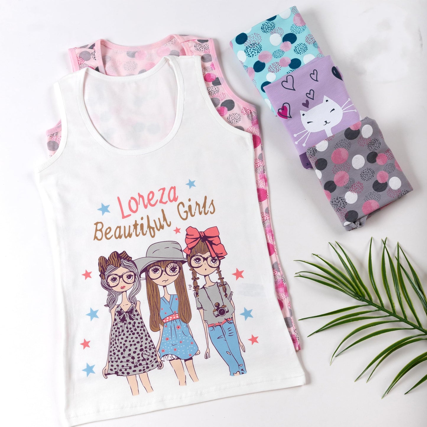 LOREZA ® 5 girls' cotton undershirts tank tops - sizes 92-170