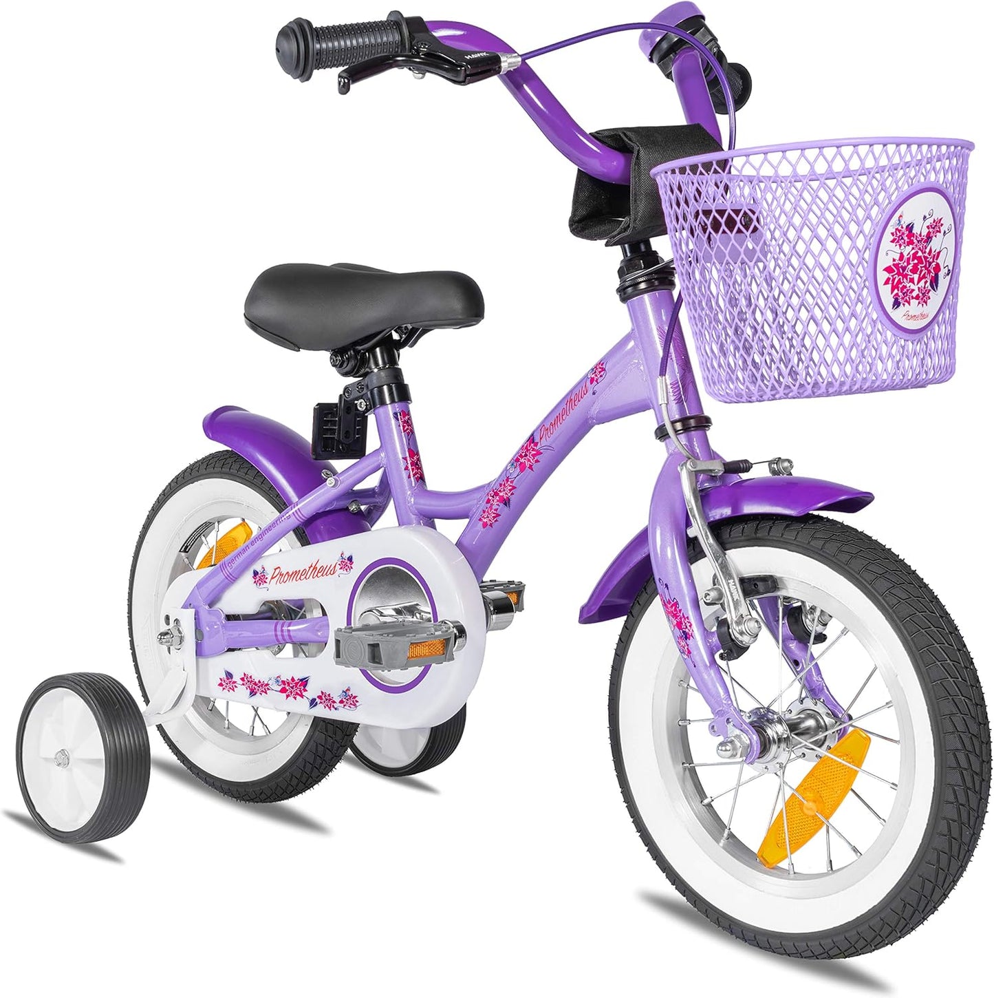 PROMETHEUS BICYCLES Kinderfahrrad ab 3 Jahren - Mädchenfahrrad 12 Zoll Kinder Fahrrad Mädchen Fahrrad Kinder mit Stützräder Rücktrittbremse in Violett Lila - Meloni2