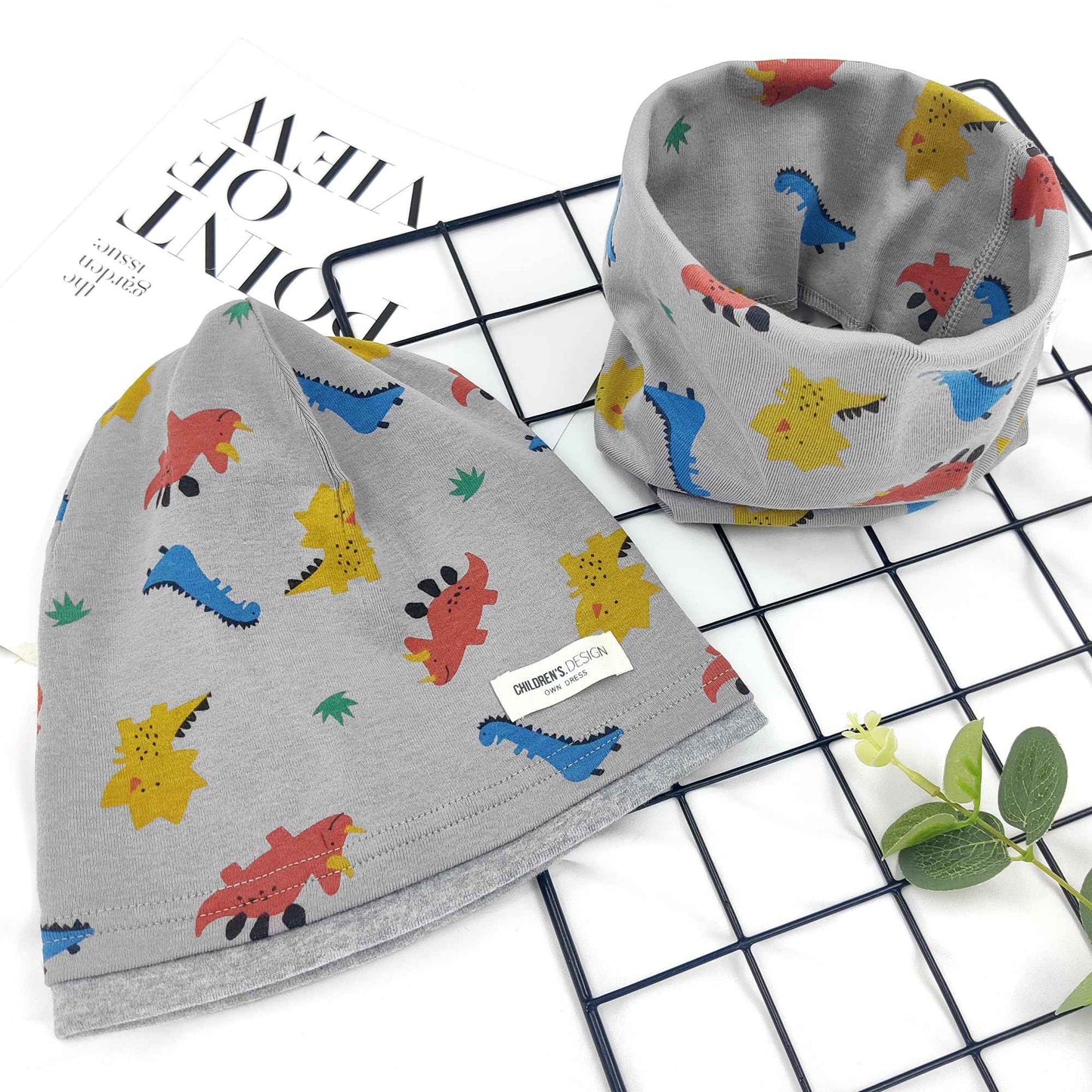 Kinder Beanie Mütze & Loop Schal Set, 95% Baumwolle Mütze Schal Set Mädchen Jungen 2-8 Jahren, Schlauchschal Warme Wintermütze Strickmützen für Herbst Winter Frühling