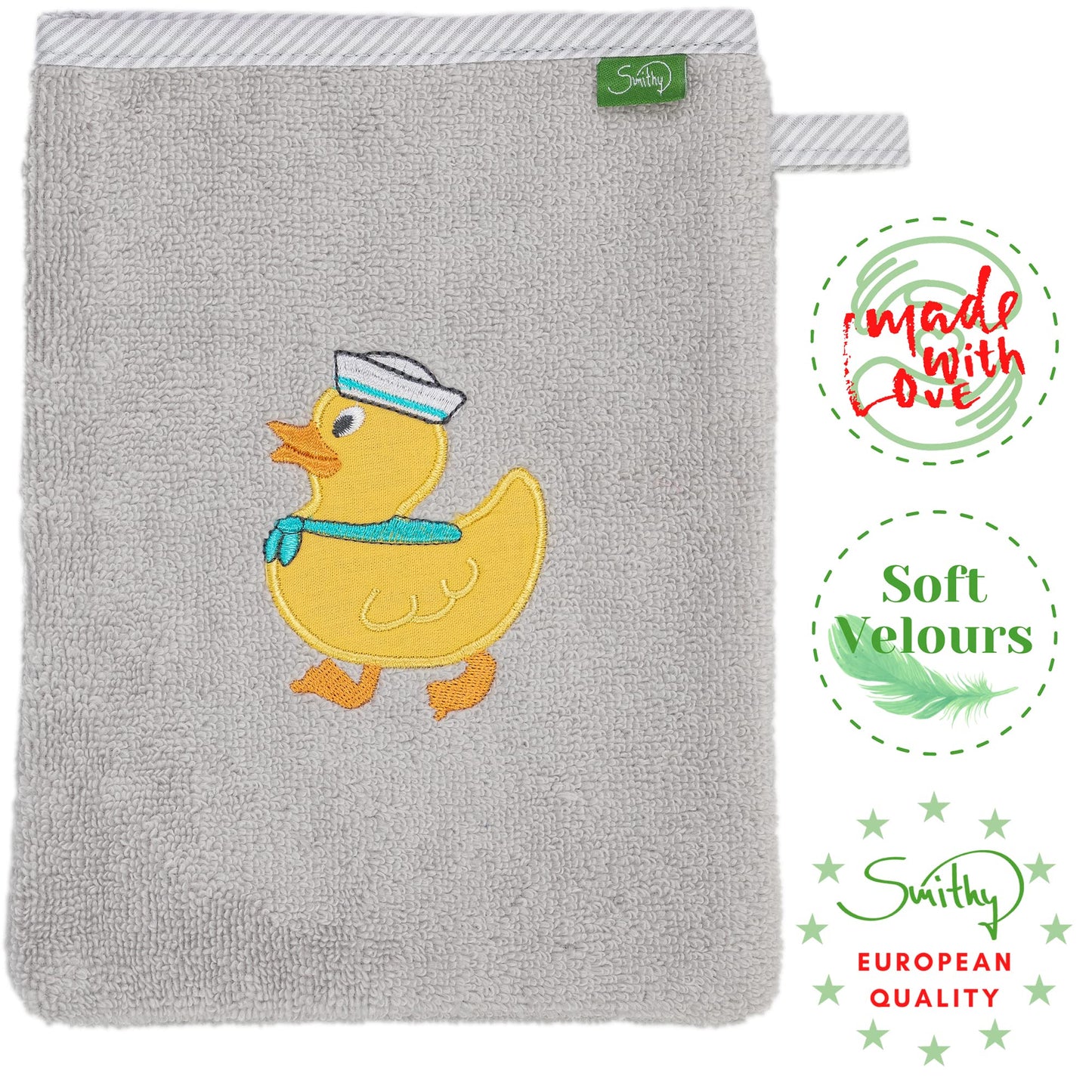Smithy Baby Elephant Face Cloth, 100% Cotton Terry Towelling, Wash Mitt Children, Boys and Girls, Gift for Birth