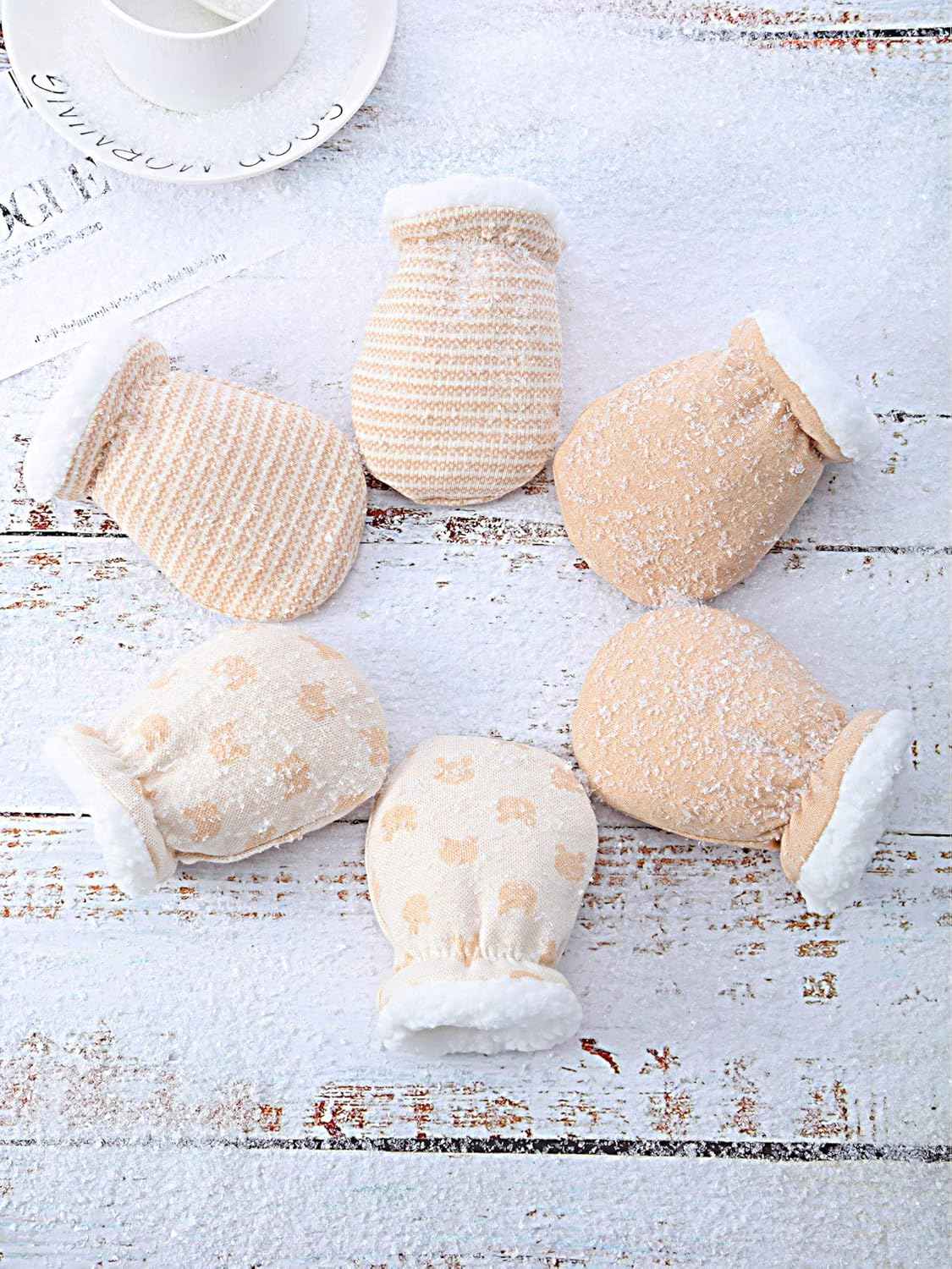 3 Paare Baby Fäustling Handschuhe Warme Baumwoll Handschuhe Baby Jungen Mädchen Winter Handschuhe Säugling Neugeborenen Wolle Gefüttert Handschuhe für 0-12 Monate (Farbe A)