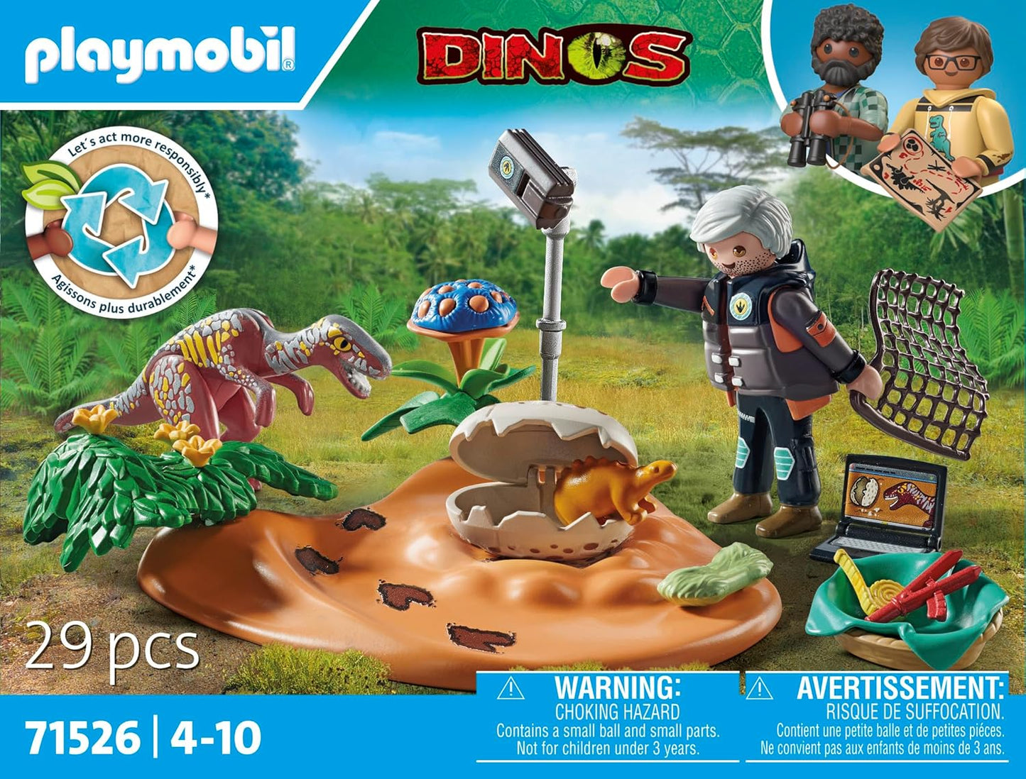 PLAYMOBIL | Dinos | Stegosaurus-Nest mit Eierdieb | nachhaltiges Spielzeug für Kinder ab 4 Jahren | 71526