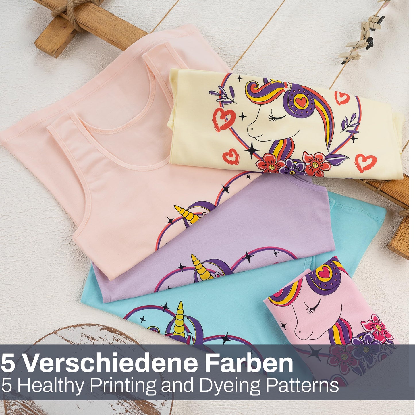LOREZA ® 5 girls' cotton undershirts tank tops - sizes 92-170
