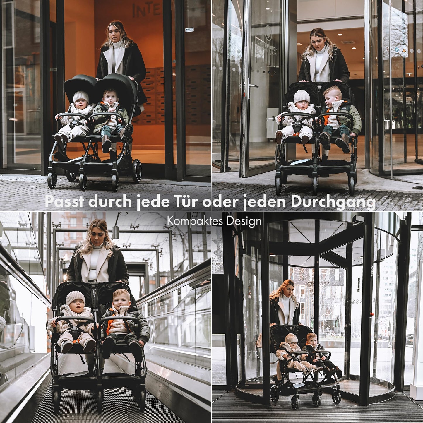 Deryan XP X2 Kinderwagen Buggy 2 in 1 - Buggy klein zusammenklappbar - Geburt bis 4 Jahre - Baby Wagen pro Sitz belastbar bis 22kg - Kinderbuggy klappbar - KOMPAKT & FALTBAR - Grau