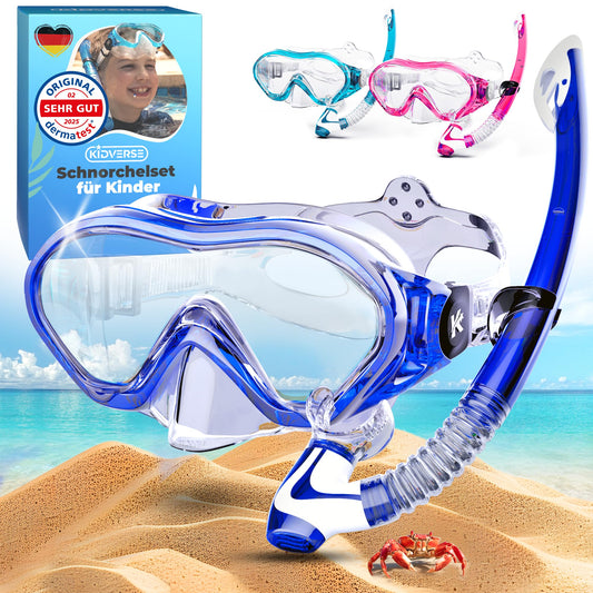 KIDVERSE Schnorchelset Kinder - Taucherbrille mit Schnorchel - Panorama Taucherbrille mit Nase - Kindertaucherbrille Alternative Schnorchelmaske