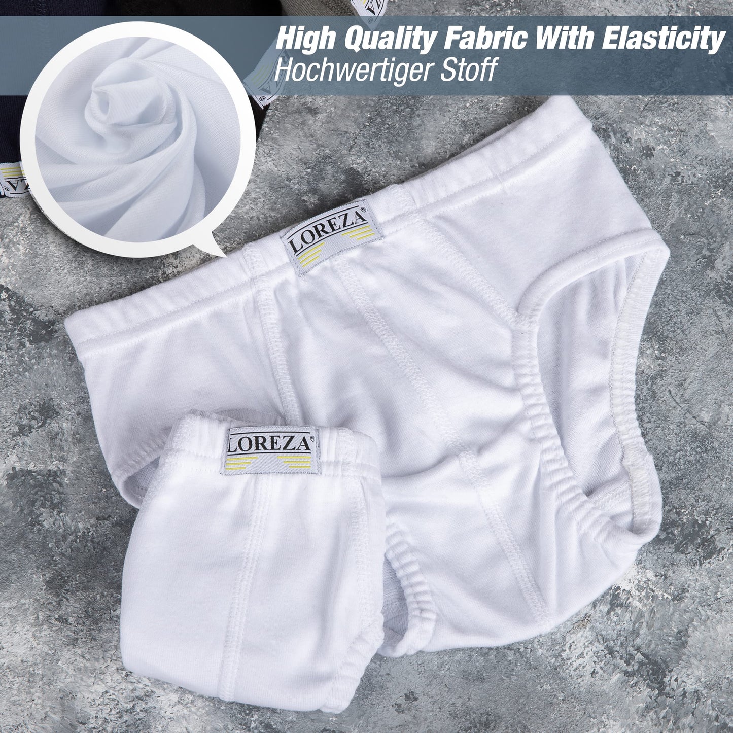 LOREZA ® 10 Jungen Slips aus 100% Baumwolle Unterhosen Unterwäsche 92-170