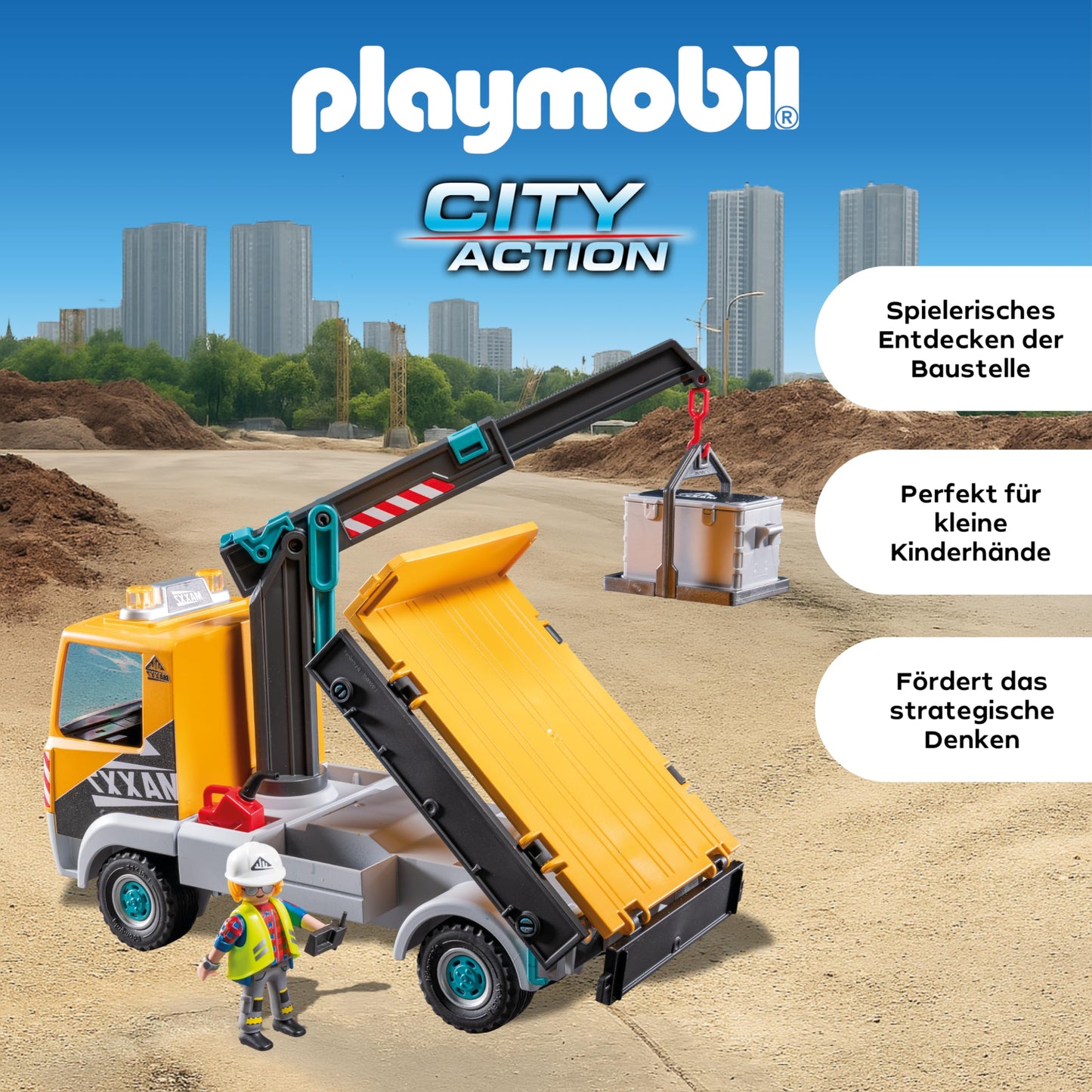 PLAYMOBIL Road Construction Site Toy Child Construction Site Play Set Toy for Children from 4 Years 71751