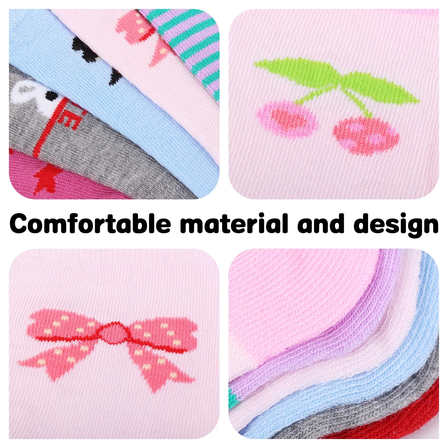 L&K-II 10/12 Paar Kinder Mädchen Socken aus Baumwolle Kleinkind niedliche Muster Kids Sneakersocken bunt 2808VA