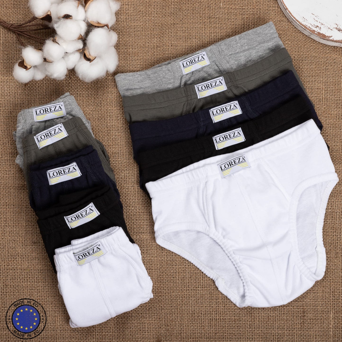 LOREZA ® 10 Jungen Slips aus 100% Baumwolle Unterhosen Unterwäsche 92-170
