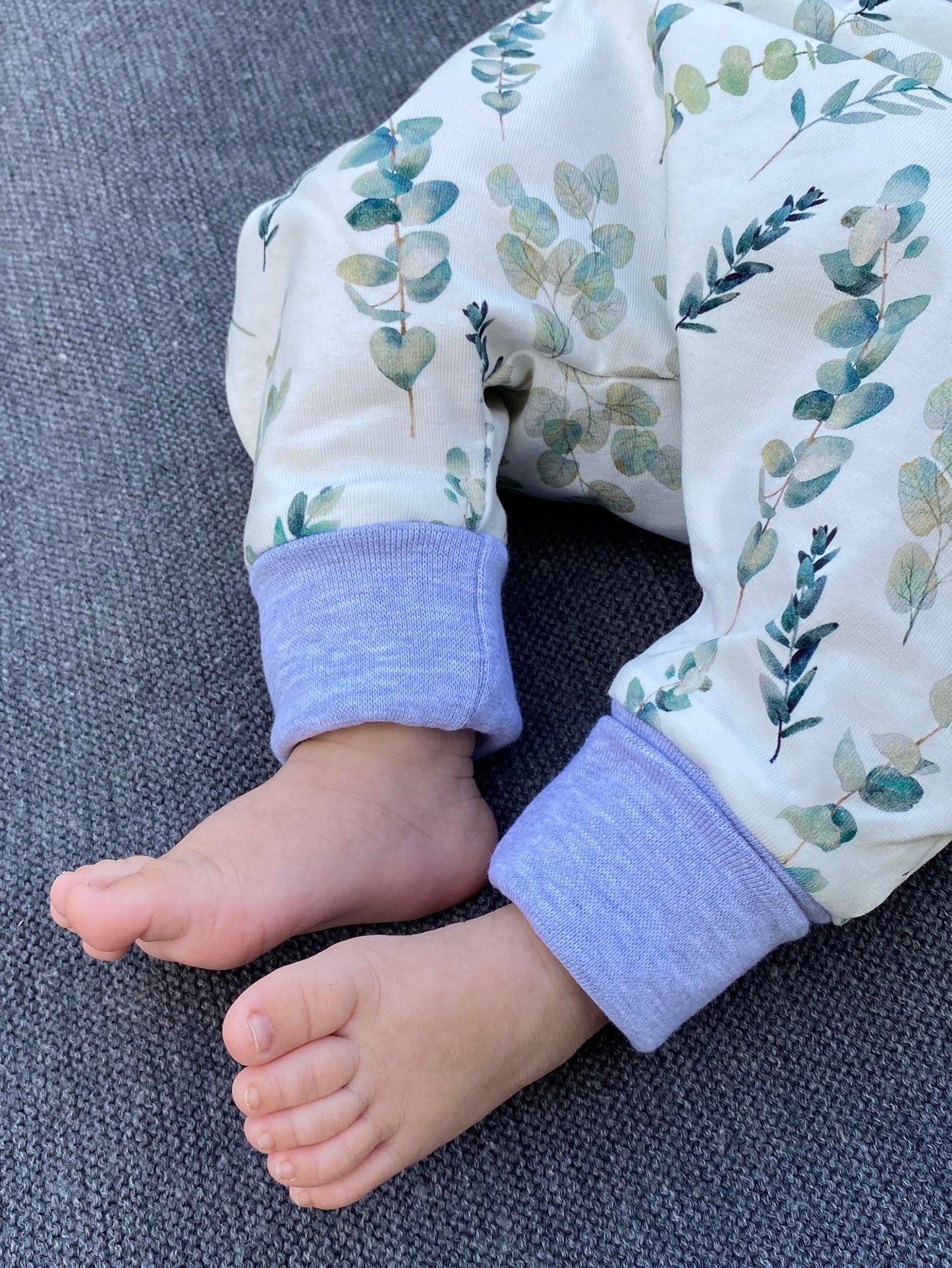 Baby Baggy Trousers, Girls' Handmade Cotton Jersey Grow Trousers, Sizes 50-74, 68-86, 92-104 (Wild Flowers, 50-74)