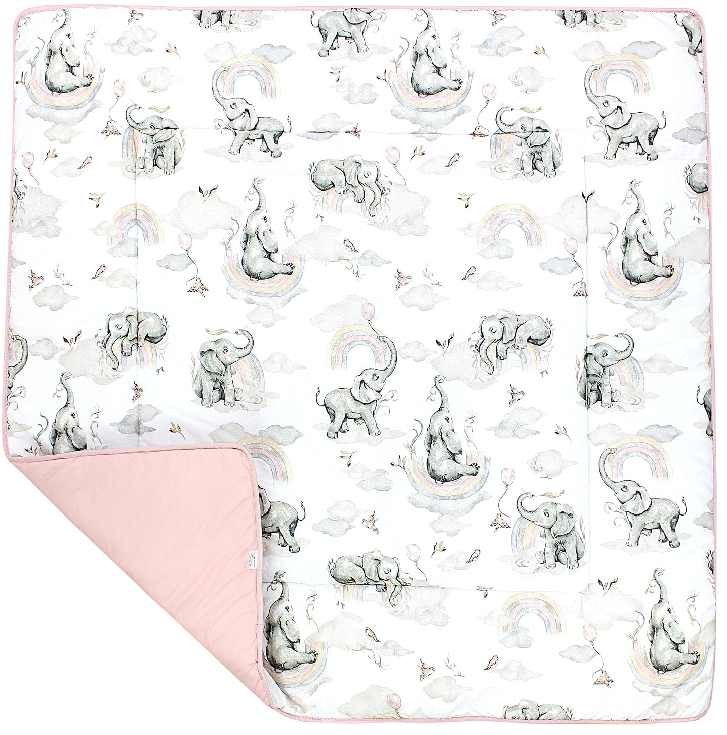TupTam Krabbeldecke für Baby 120x120 cm - Gepolsterte Spieldecke Baby Baumwolle, XXL, OEKO-TEX, Weich & Hautfreundlich, Farbe: Wald/Beige