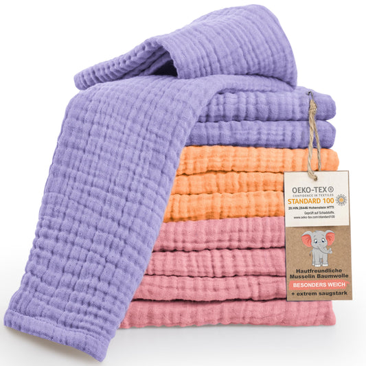 LAYNENBURG 10er-Set Premium Spucktücher Baby aus extra weichem Musselin - 100% Baumwolle - 30x50cm - Oeko Tex 100 - Musselin-tücher als Mulltücher, Mullwindeln oder Stoffwindeln (weiß)