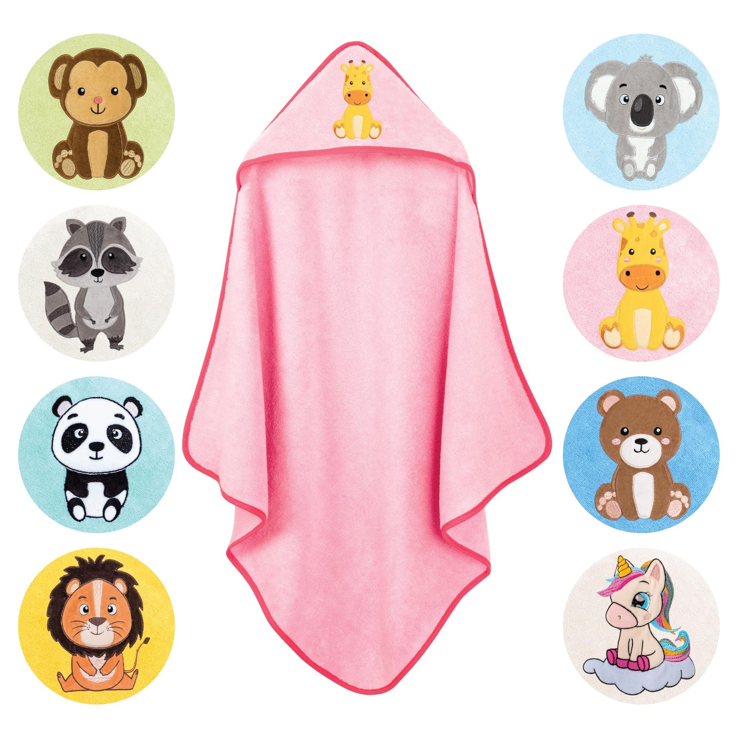 LAYNENBURG Premium Kapuzenhandtuch Baby - Badehandtuch aus 100% Baumwolle - Oeko TEX - Handtuch mit Kapuze für Neugeborene & Kinder - Badetuch, Babyhandtuch Mädchen, Jungen (Waschbär 80 x 80cm)
