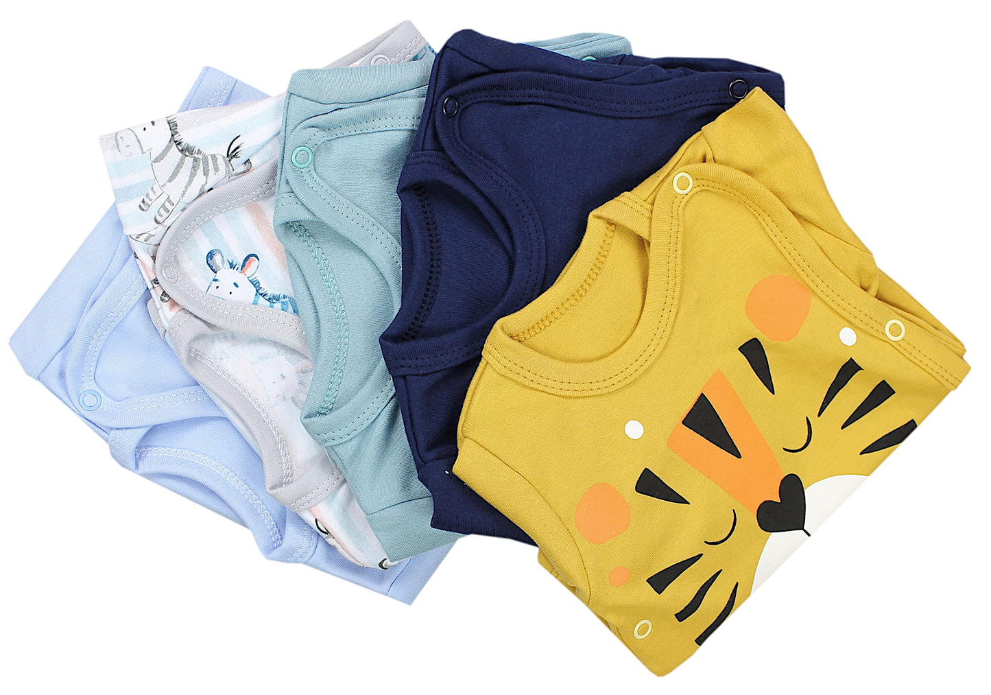 TupTam Baby Body Kurzarm Jungen – Wickelbody Kurzarm aus Baumwolle im 5er Set – OEKO-TEX Zertifiziert