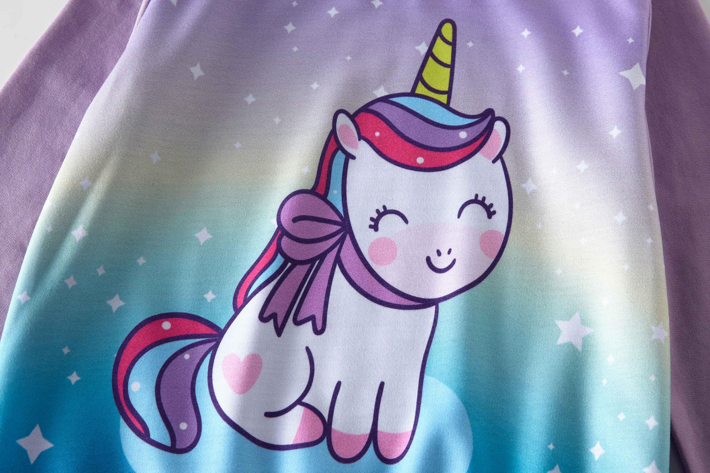 SOIBEEN Girls' Sweatshirt Adorable Children's Pullover 2-Pack Unicorn Top Shirt Pullover Pullover Crew Neck Long Sleeve Casual Wear Spring Autumn Cotton Hoodie 1-10 Years