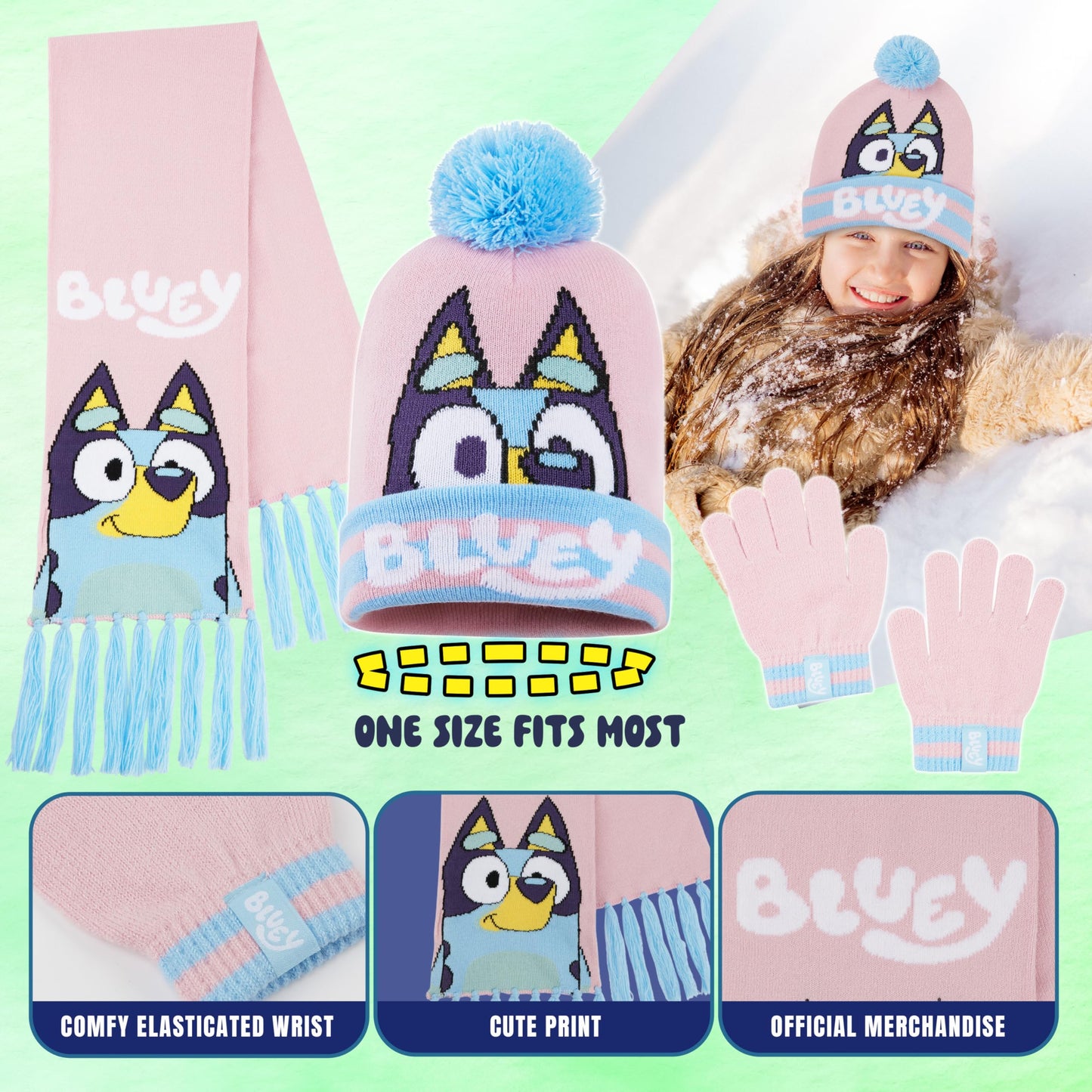 BlueY Girls' Winter Hat, Scarf and Glove Set - Children's Gifts