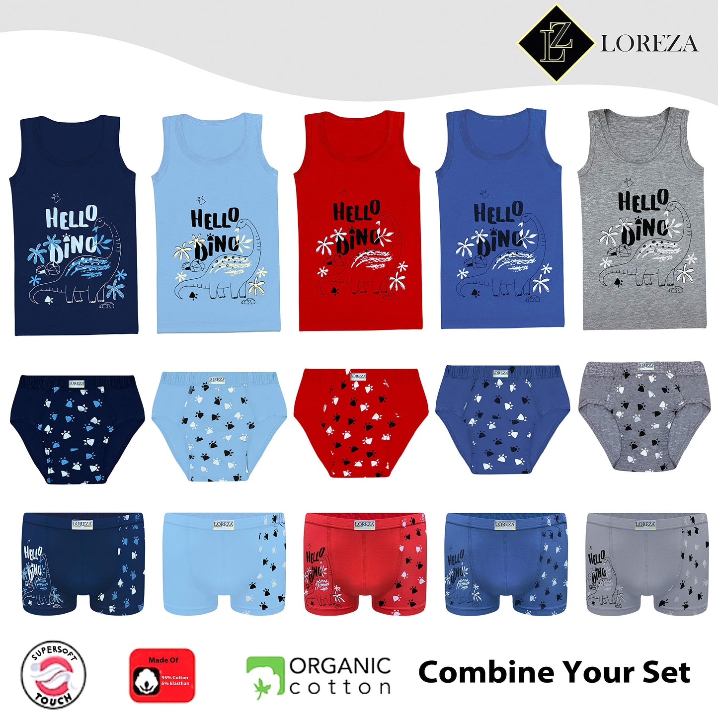 LOREZA ® 10 Pack Jungen Slips aus Baumwolle Unterhosen Größe 92-158