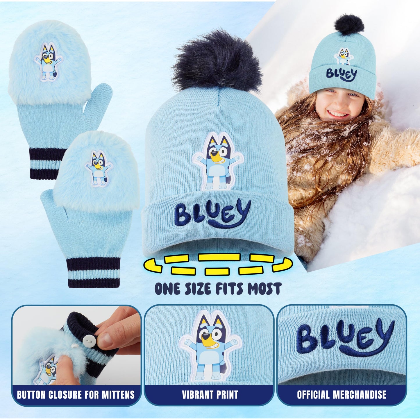 BlueY Girls' Winter Hat, Scarf and Glove Set - Children's Gifts